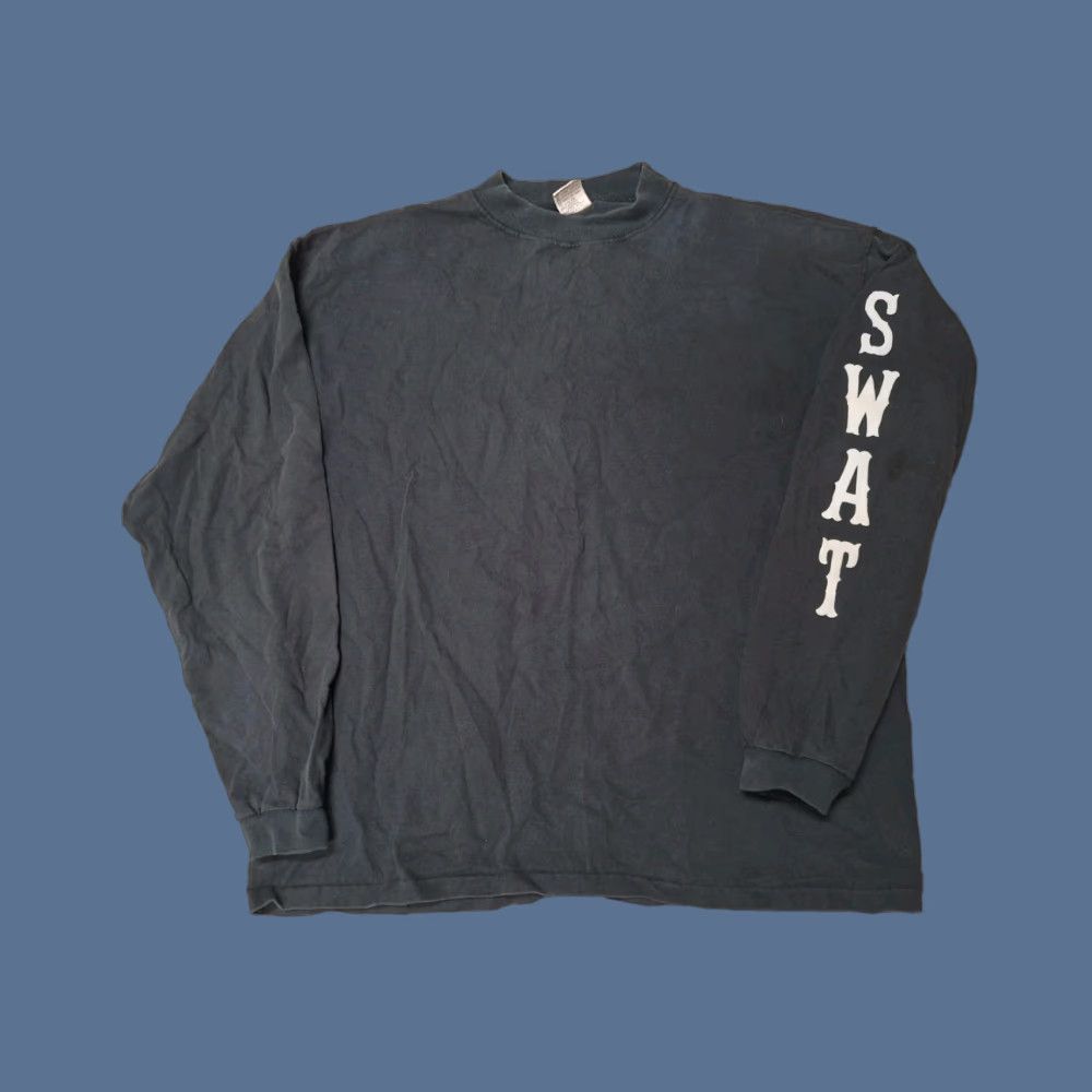 Vintage VINTAGE SWAT Shirt XL Black Long Sleeve Men Rock 90s Gun Punk Grunge Cal Cru T-Shirt Size US XL / EU 56 / 4 - 1 Thumbnail