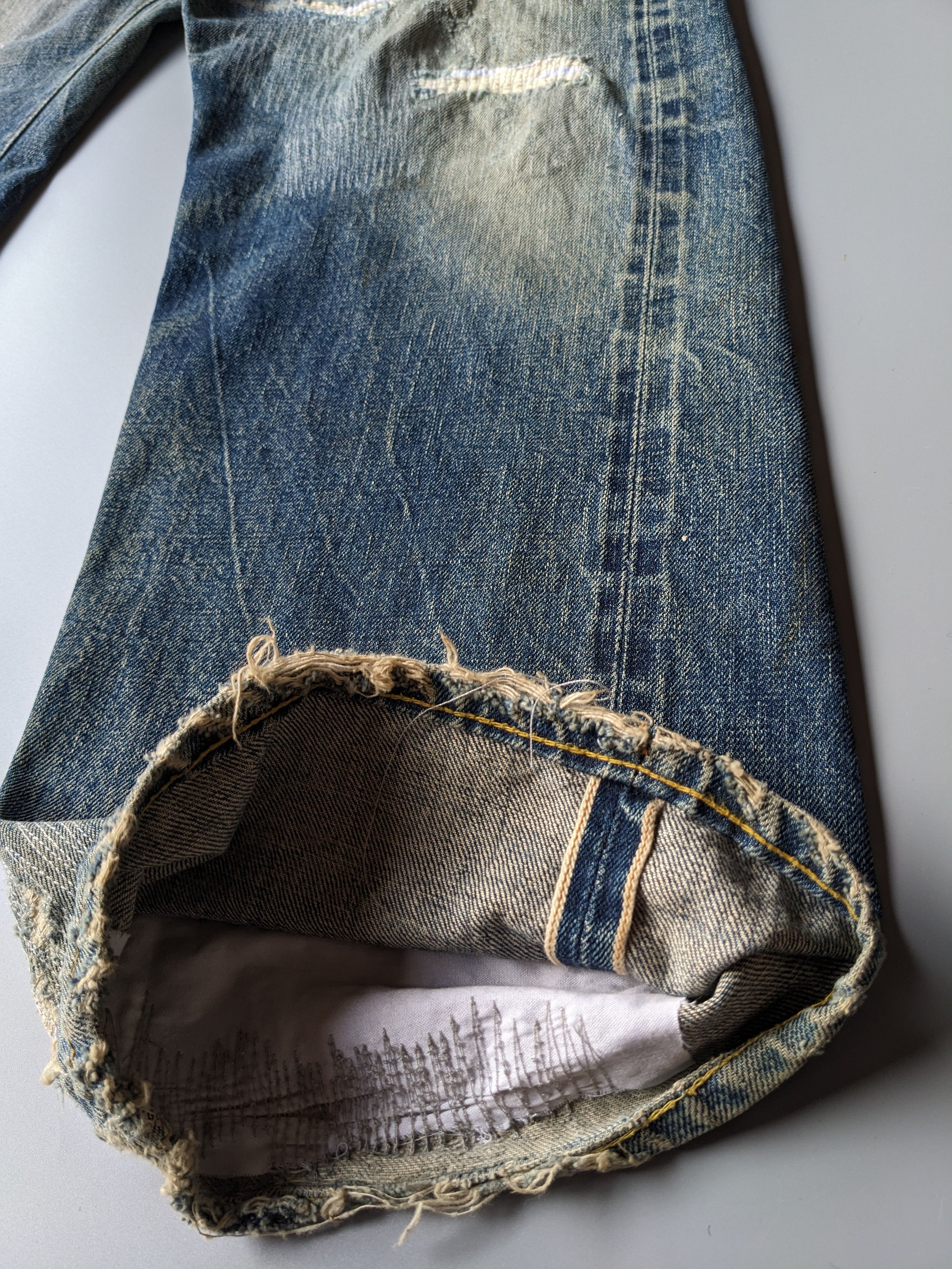 Denime Vintage DENIME distressed ripped selvedge jeans Size US 32 / EU 48 - 7 Thumbnail