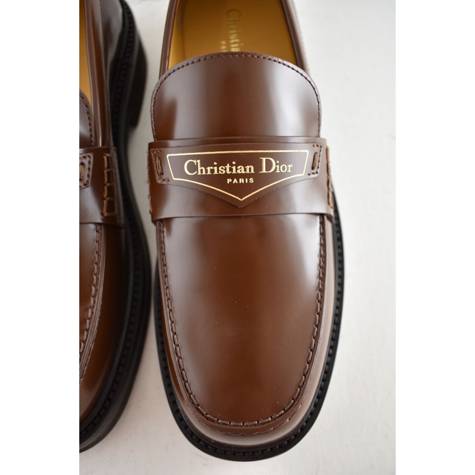 Dior Dior Boy Amber Brown Brushed Calfskin Leather Gold Logo Size US 9 / IT 39 - 6 Thumbnail