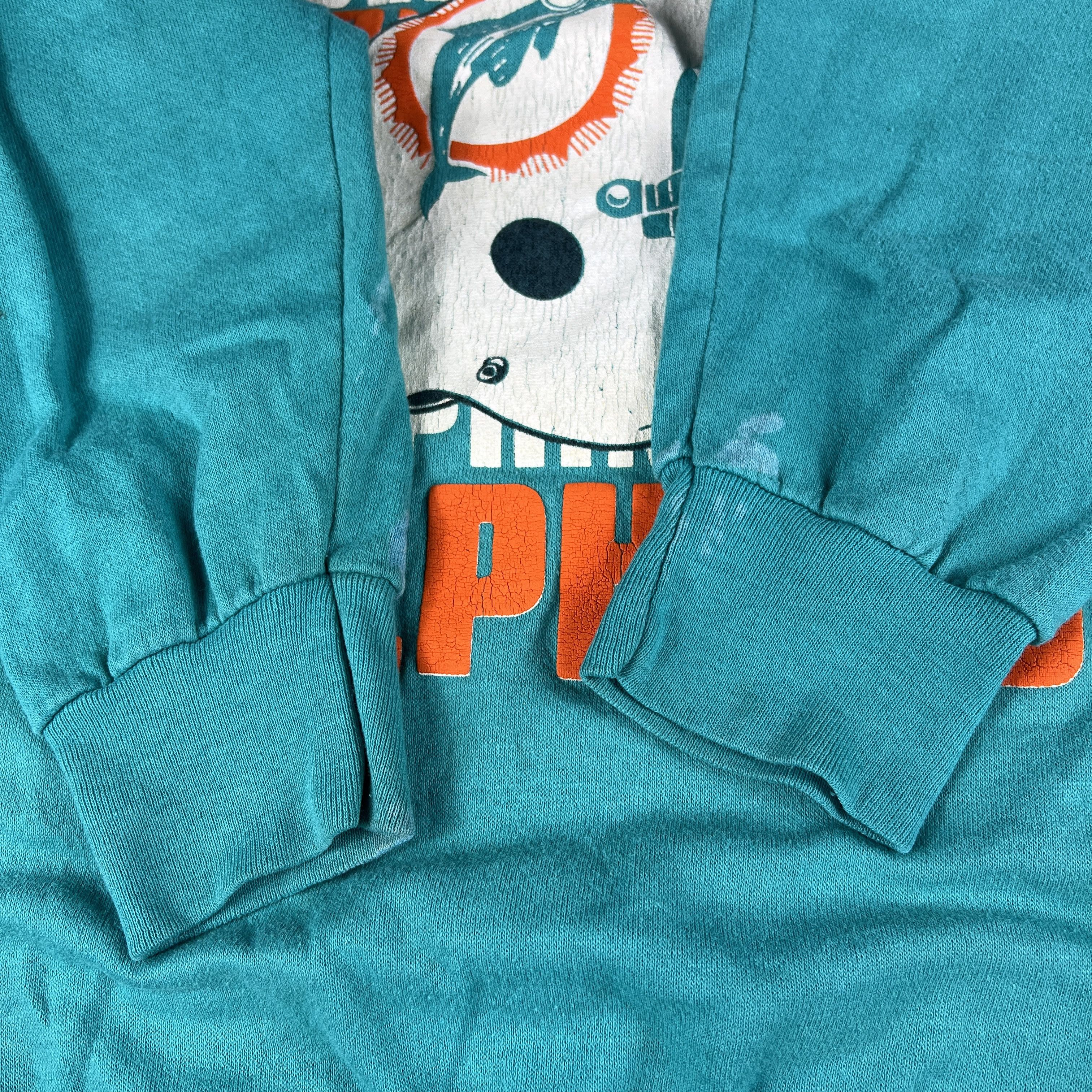 NFL × Vintage VTG 80s Miami Dolphins Sweatshirt Faded Thrashed Crewneck Size US L / EU 52-54 / 3 - 7 Thumbnail