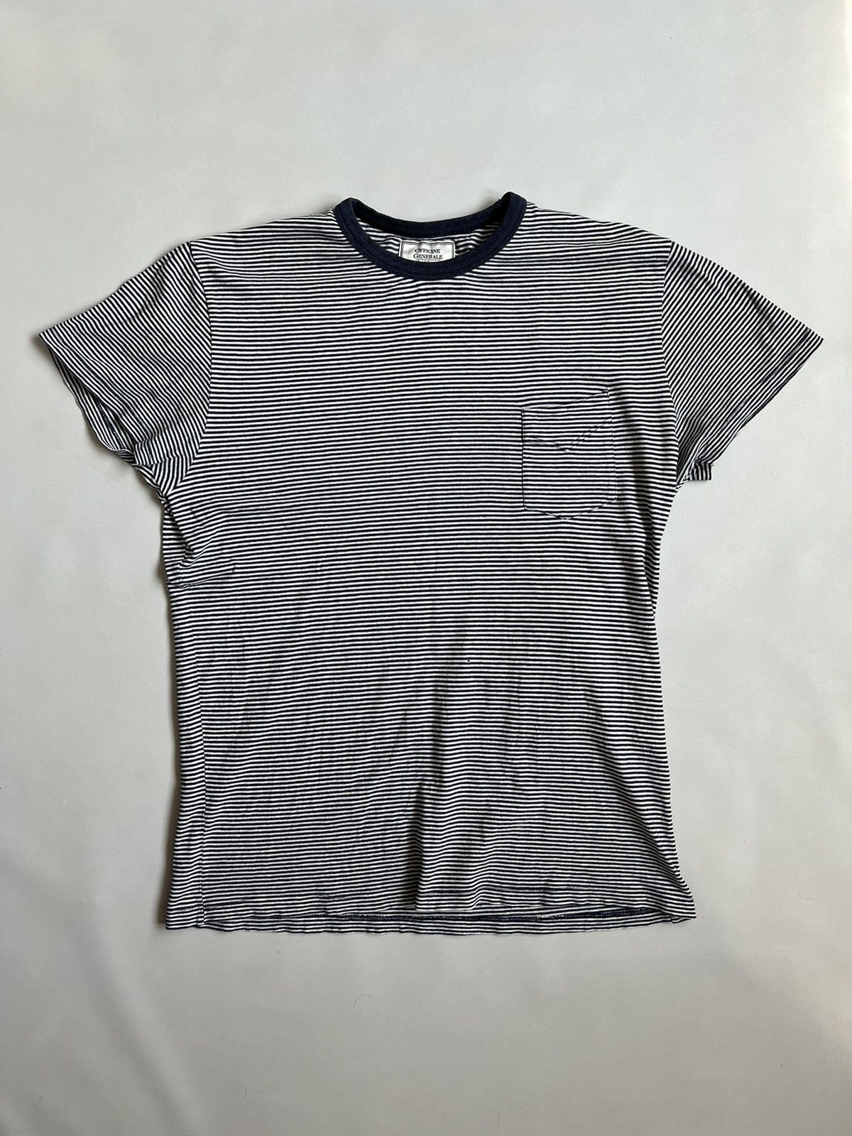 Officine Generale Officine Generale Women Blue & White Short Sleeve Striped Size M / US 6-8 / IT 42-44 - 1 Thumbnail