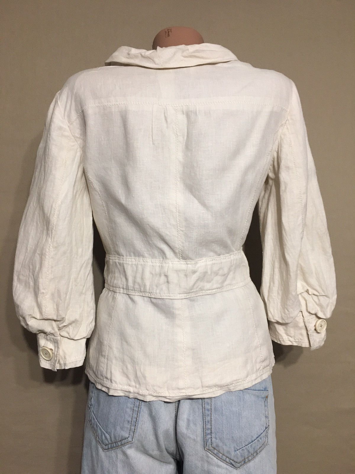 Carolina Herrera Carolina Herrera Beige Linen Vintage Light Jacket Size 8 Size S / US 4 / IT 40 - 4 Thumbnail