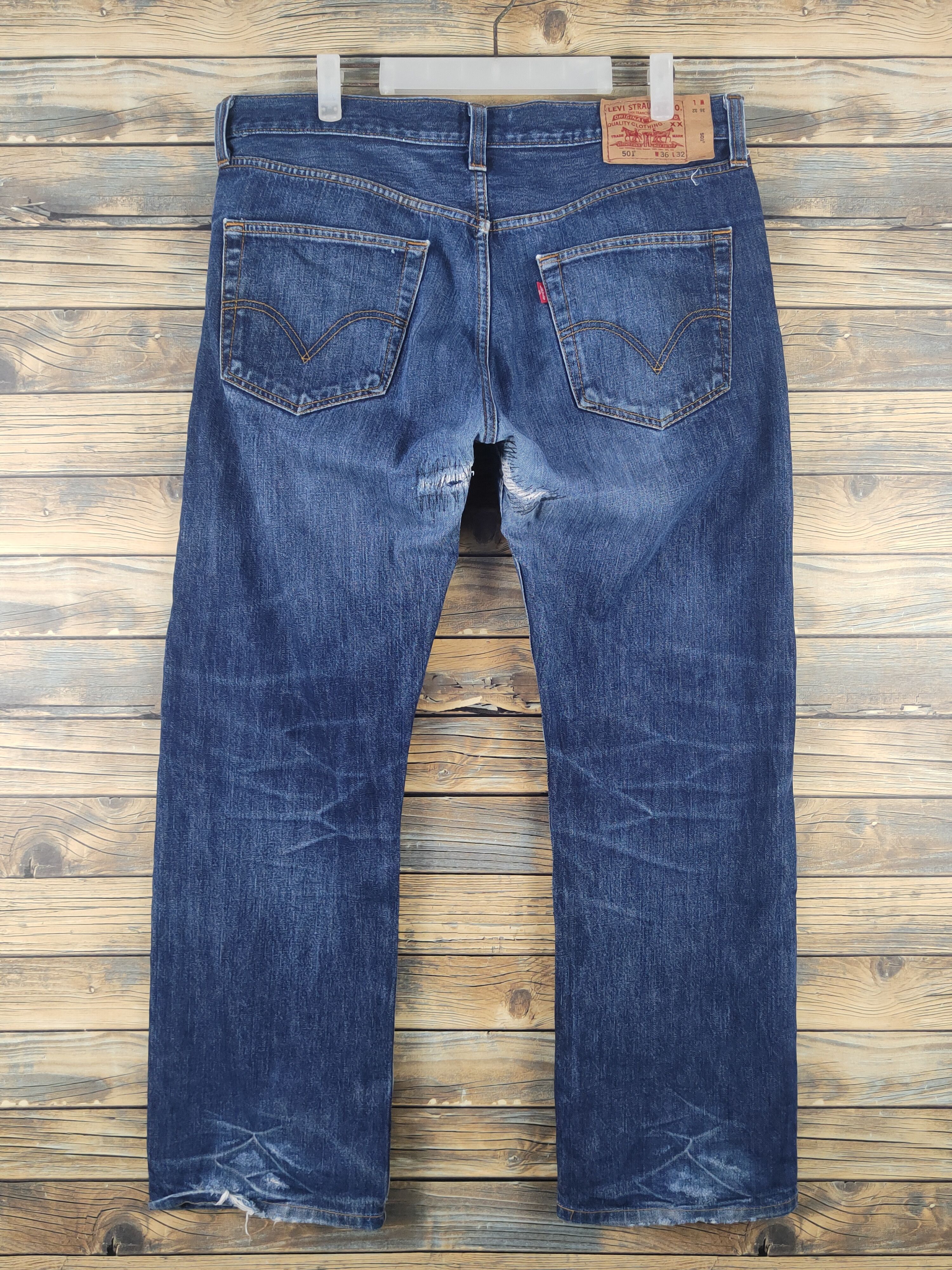 Levi's 501 Levi's Blue Distressed Ripped Jeans #W2266 Size US 36 / EU 52 - 7 Thumbnail