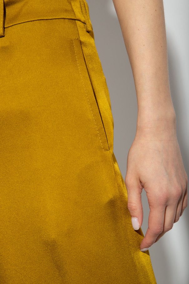 Saint Laurent Paris o1s1wg111024 Large Pants in Crepe Satin in Yellow Size 25" / US 0 / IT 36 - 5 Thumbnail
