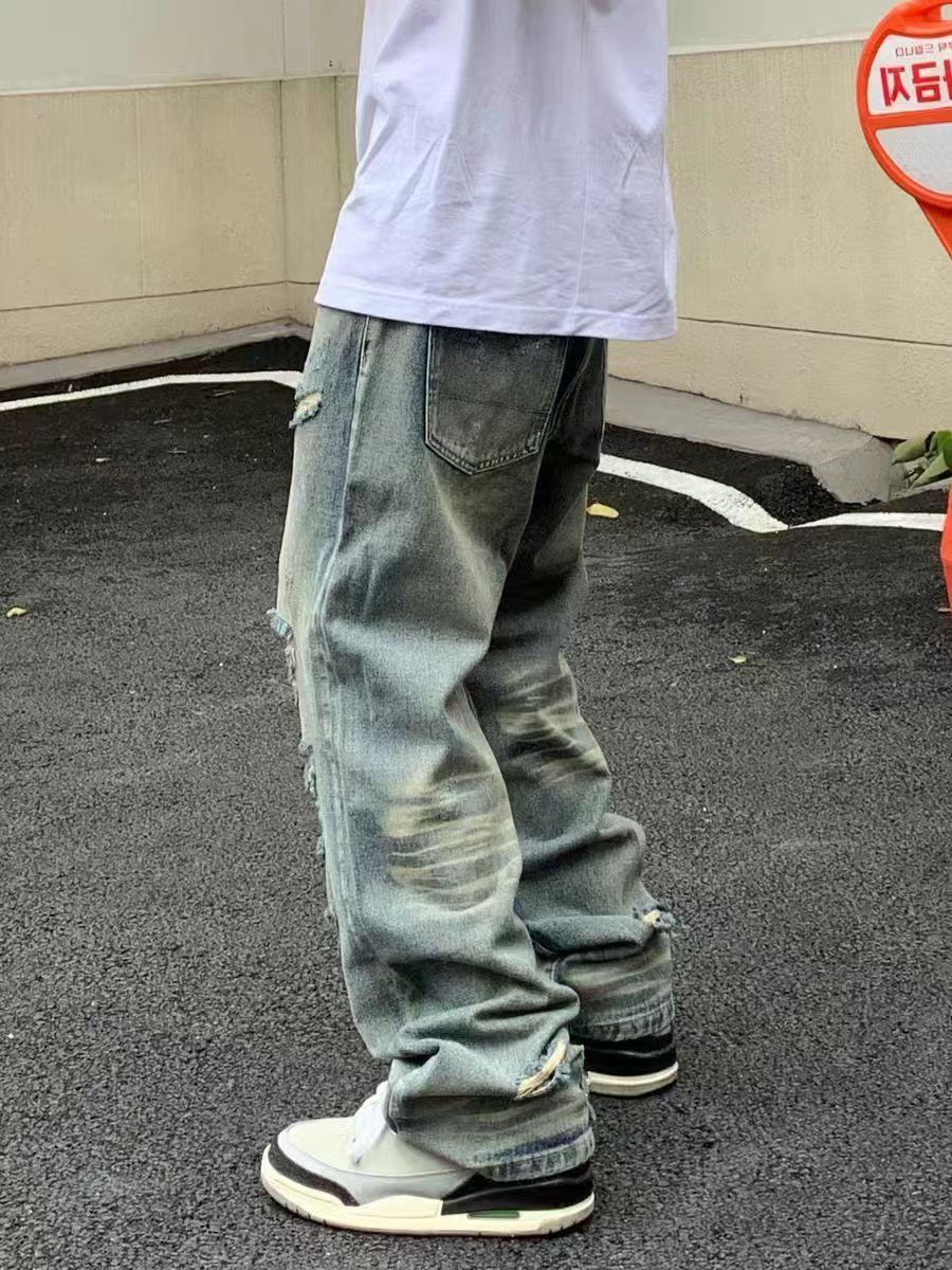 Japanese Brand × Jean Ripped washed vintage casual baggy jeans Size US 34 / EU 50 - 4 Thumbnail