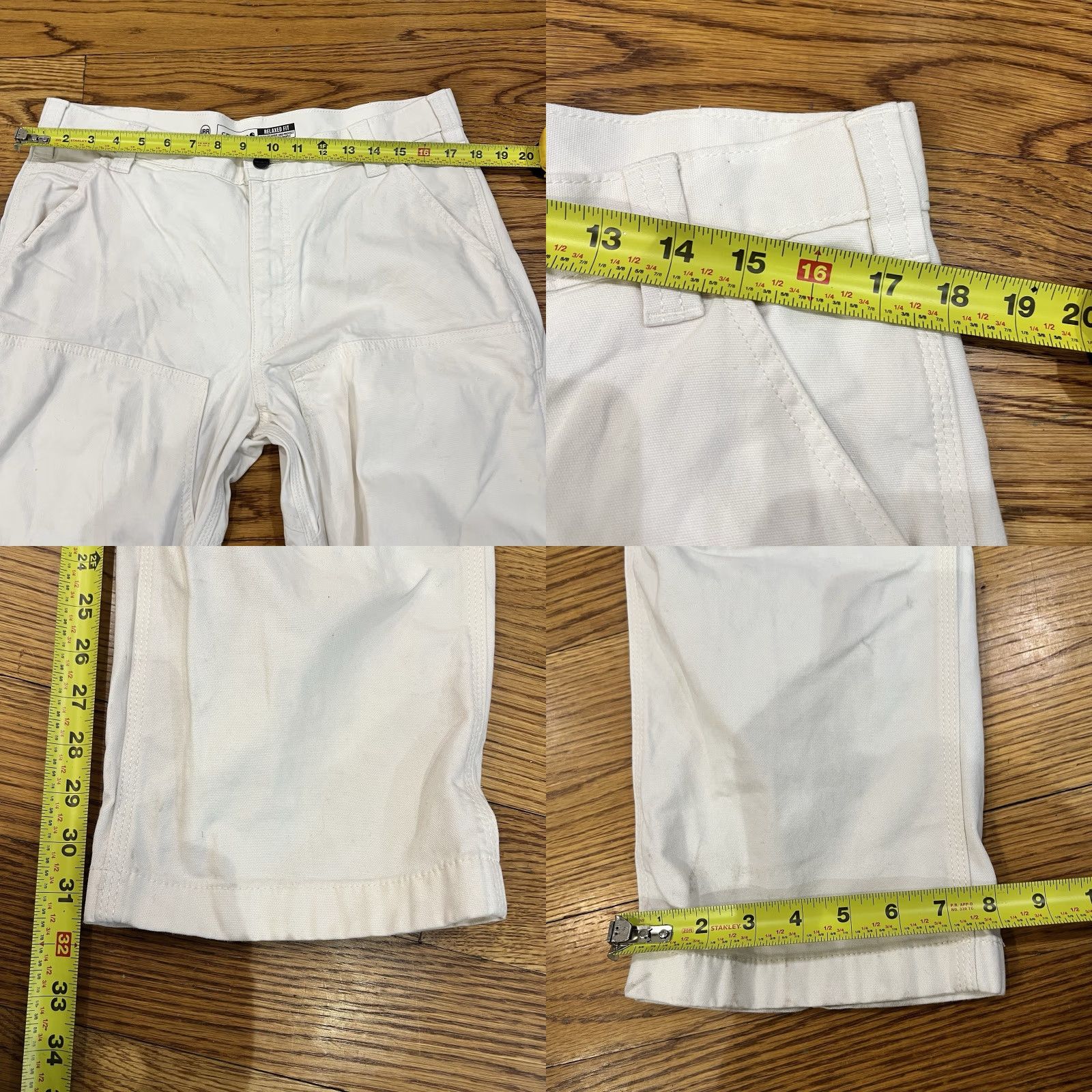 Carhartt Carhartt Double Knee Work Pants BN2802-M 35x32 Canvas Relaxed Fit Cargo Pockets Beige/Wht Size US 35 - 9 Thumbnail