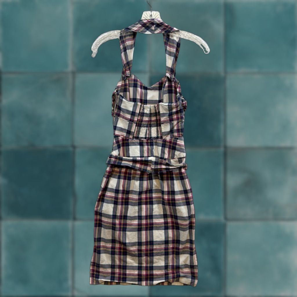 Vintage VINTAGE Y2K Halter Mini Dress XS Tartan Plaid Bustier Mod Western Pockets Size XS / US 0-2 / IT 36-38 - 1 Thumbnail