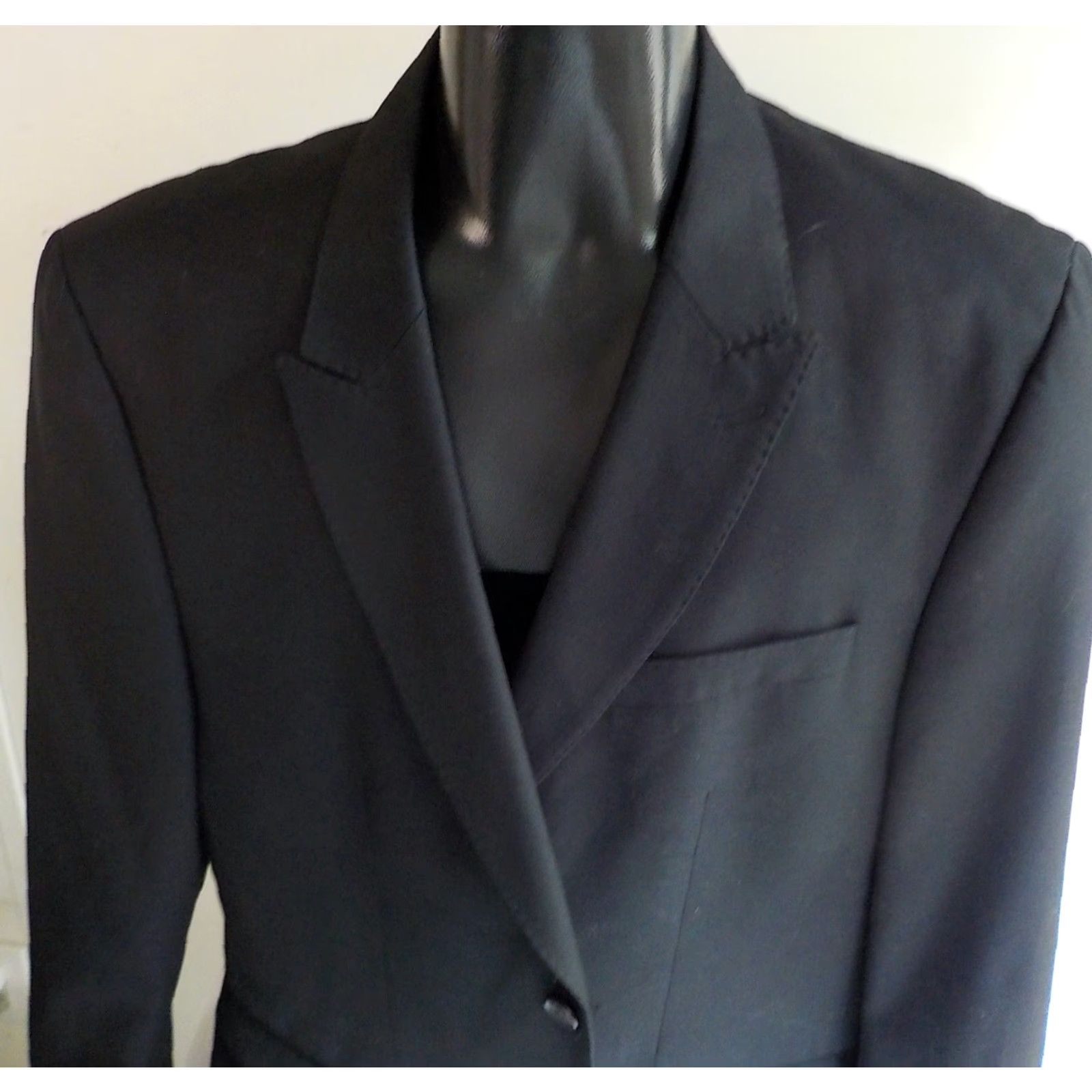 Vintage HOWE Blazer Sport Coat 2 Button Black Poly/Viscose SZ 46R Regular Men’s Blazer Size 46R - 2 Thumbnail