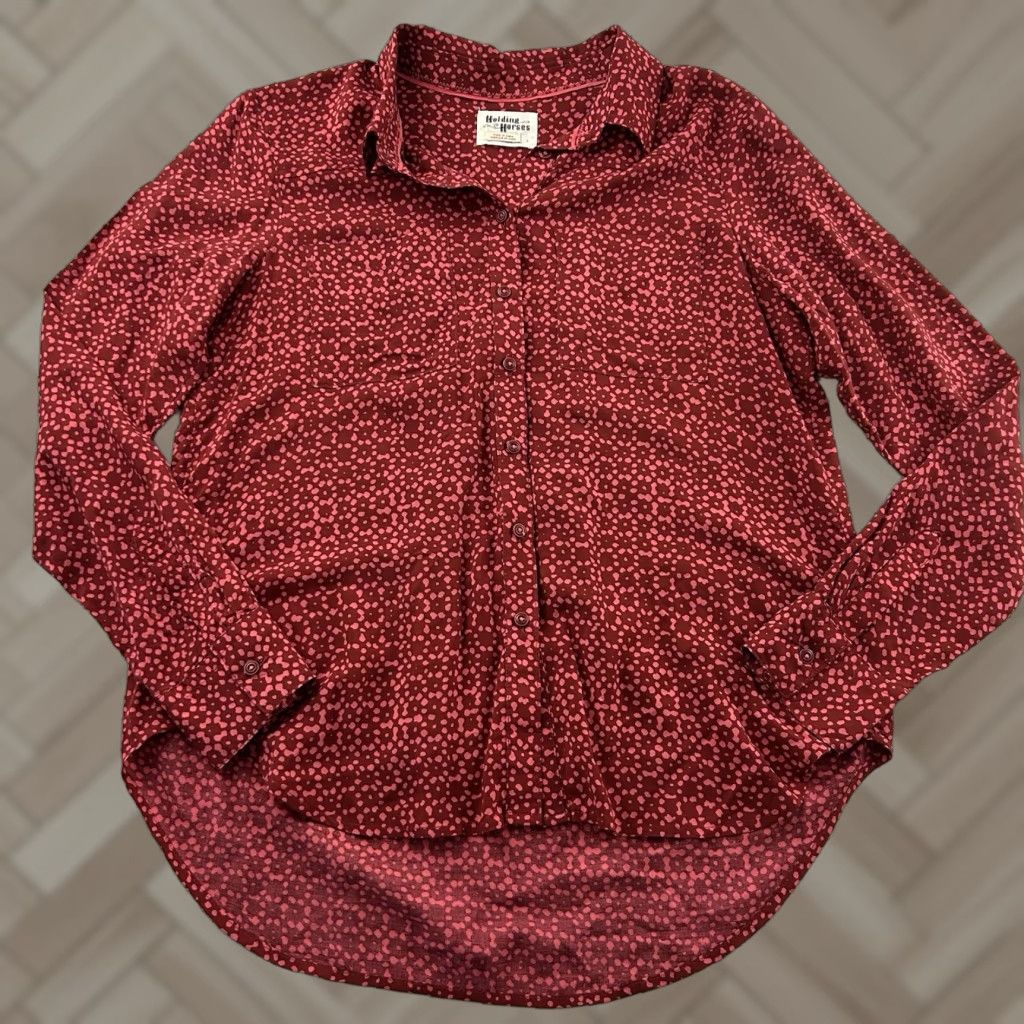 Anthropologie Holding Horses Shirt Women's 2 Long Sleeve Button-Up Maroon Purple Anthropologie Vintage: No, 2 (Adult) Women’s Button-Front Cotton Casual Charcoal? Size XS / US 0-2 / IT 36-38 - 1 Thumbnail