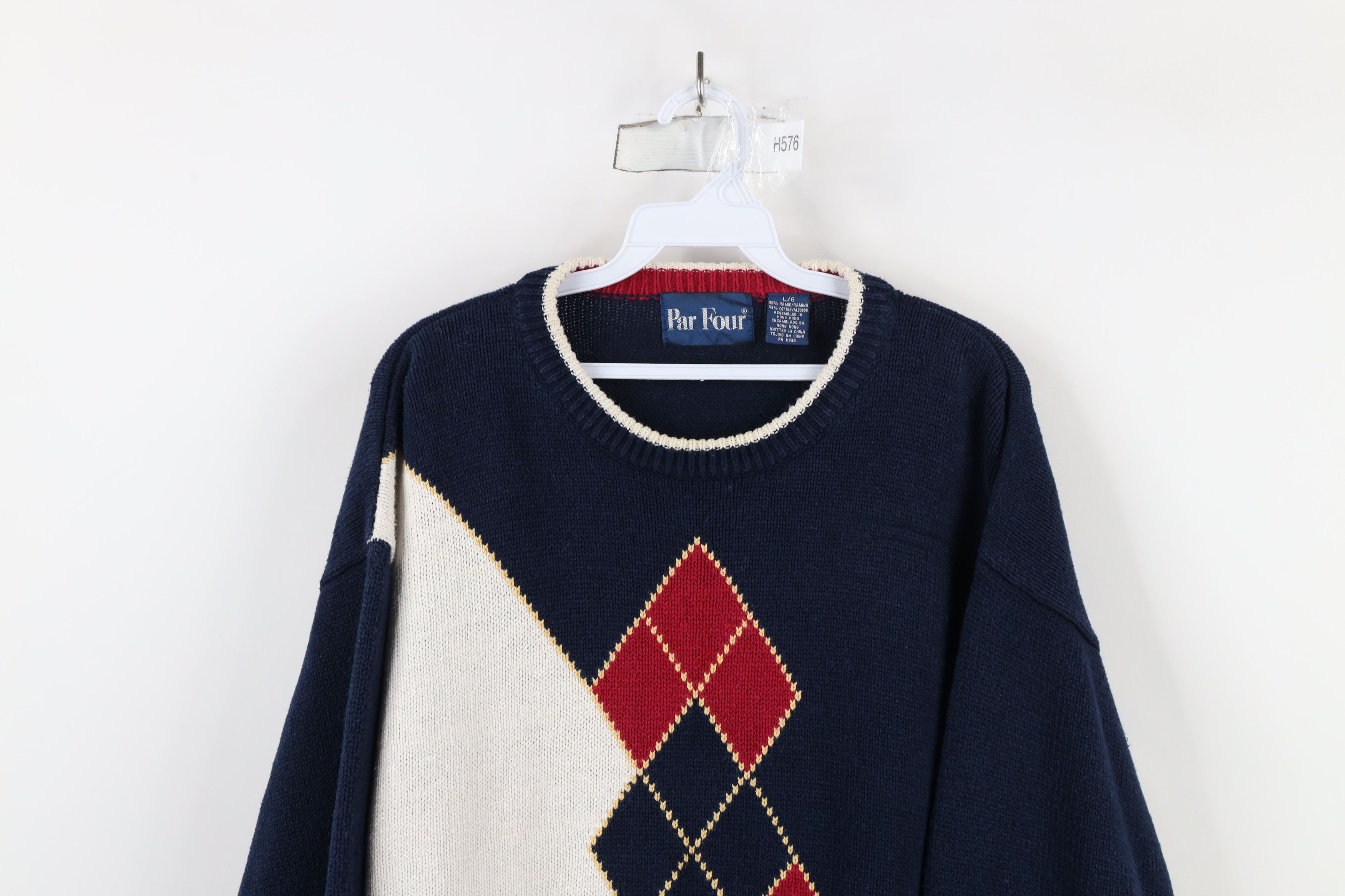 Vintage Vintage 90s Streetwear Argyle Diamond Knit Crewneck Sweater Size US L / EU 52-54 / 3 - 2 Thumbnail