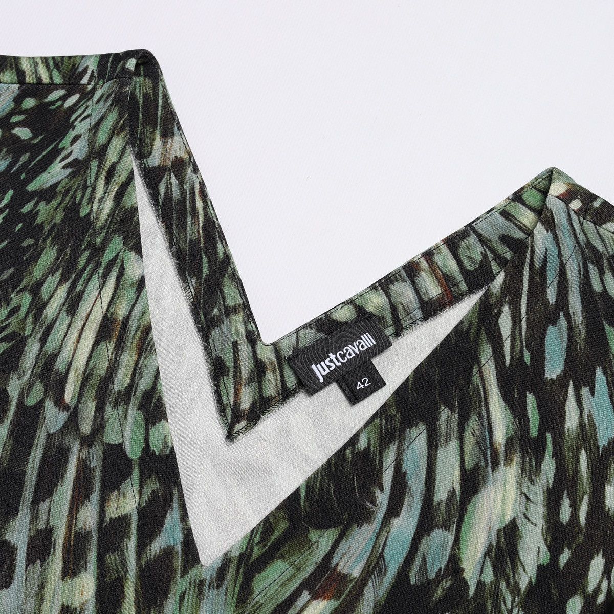 Just Cavalli Just Roberto Cavalli Feather Print Green Jungle Floral Top Size M / US 6-8 / IT 42-44 - 4 Thumbnail