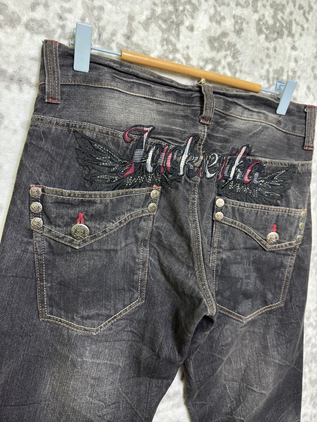 Hysteric Glamour Jack Serika Punk Whisker Faded Black Denim Jeans Patch Logo Size US 31 - 11 Thumbnail