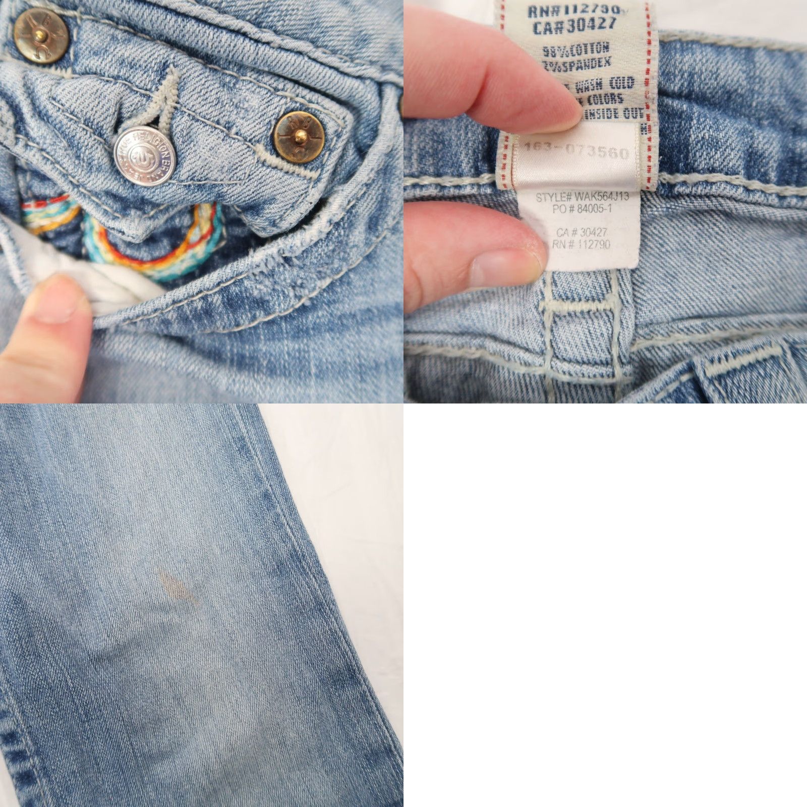 True Religion VINTAGE True Religion Jeans Bootcut 26 Womens Denim Bohemian Rainbow Stitch Low Rise 30in Inseam Size 26" / US 2 / IT 38 - 8 Thumbnail