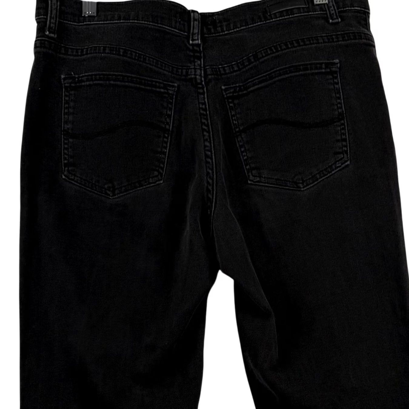 Lee Lee Relaxed Fit Mom Jeans Black Straight Leg Stretch Denim 12P Petite 34W 25Inseam 5-Pocket Zipper Button Womens Jeans Size 34" / US 12 / IT 48 - 2 Thumbnail