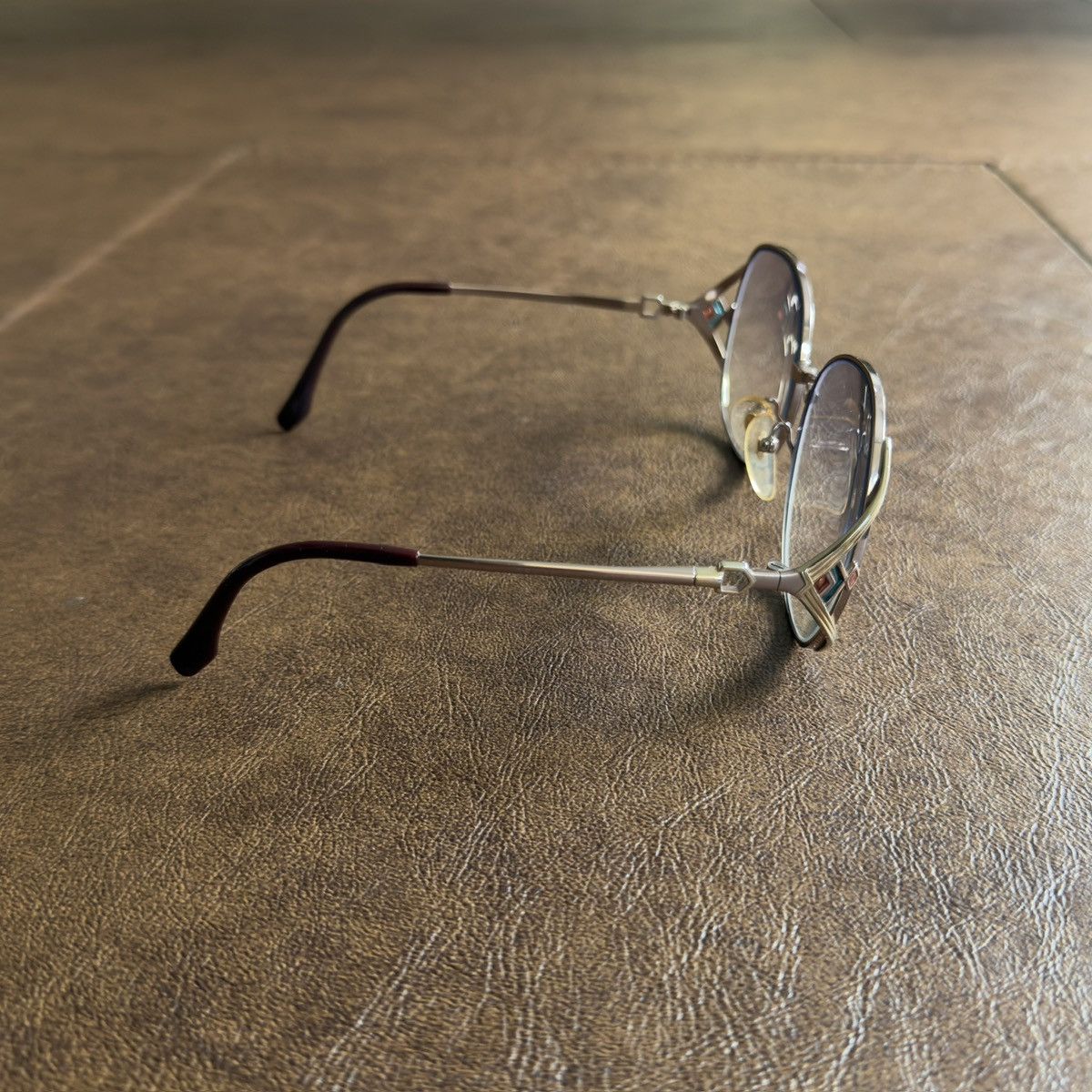 Yves Saint Laurent 2000s Stained Glass Openwork Blue Light Tint Glasses Size ONE SIZE - 7 Thumbnail