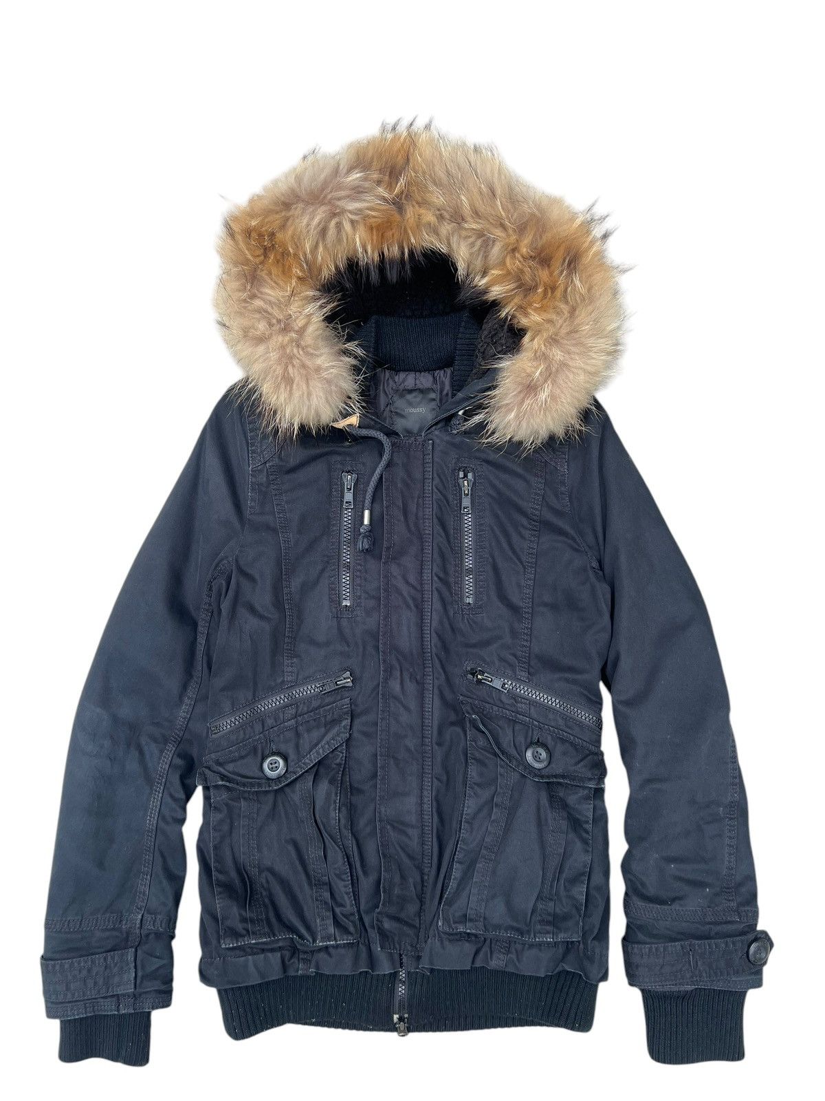 Vintage Moussy Japan Cargo Tactical Raccoon Fur Hoodie Jacket Size US S / EU 44-46 / 1 - 1 Thumbnail