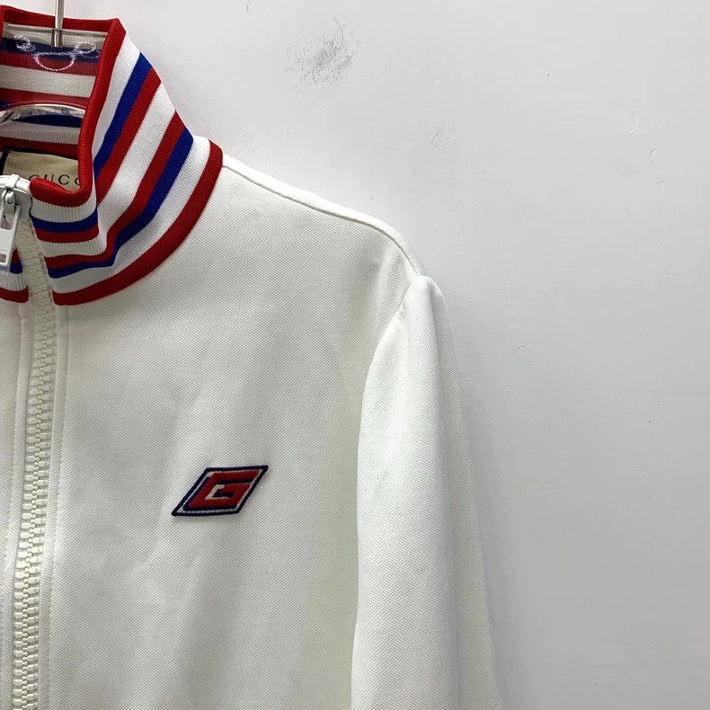 Gucci Gucci White striped cotton stand-up collar zipper long-sle Size S / US 4 / IT 40 - 3 Thumbnail