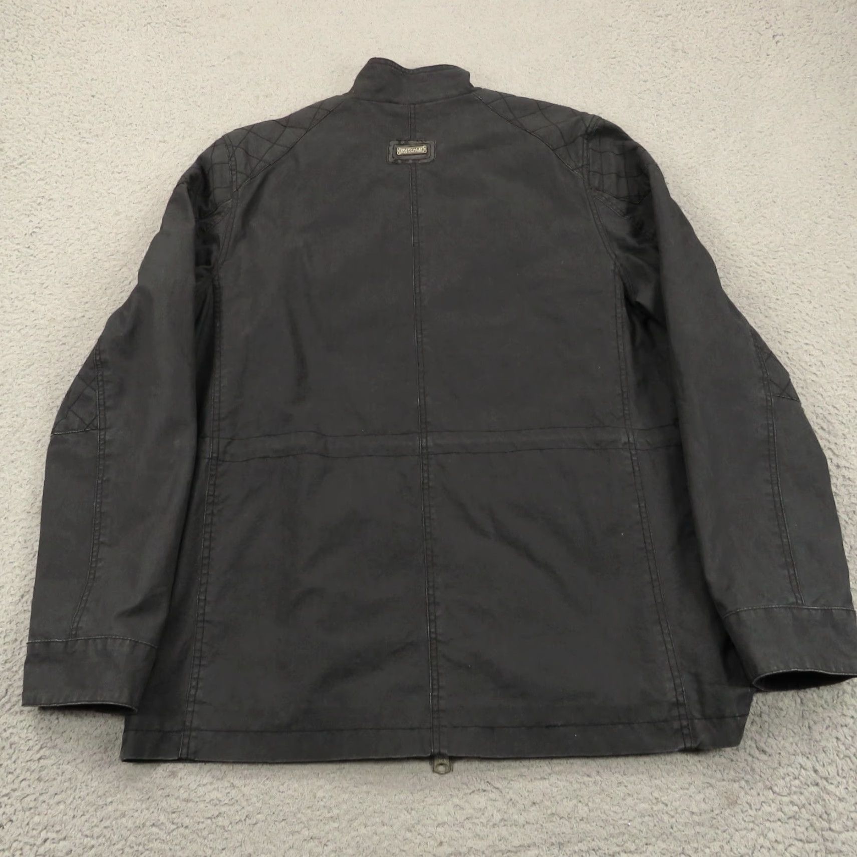 Buffalo by David Bitton Mens Field Jacket XL Black Military Chore Plaid Lined Corduroy Collar Buffalo