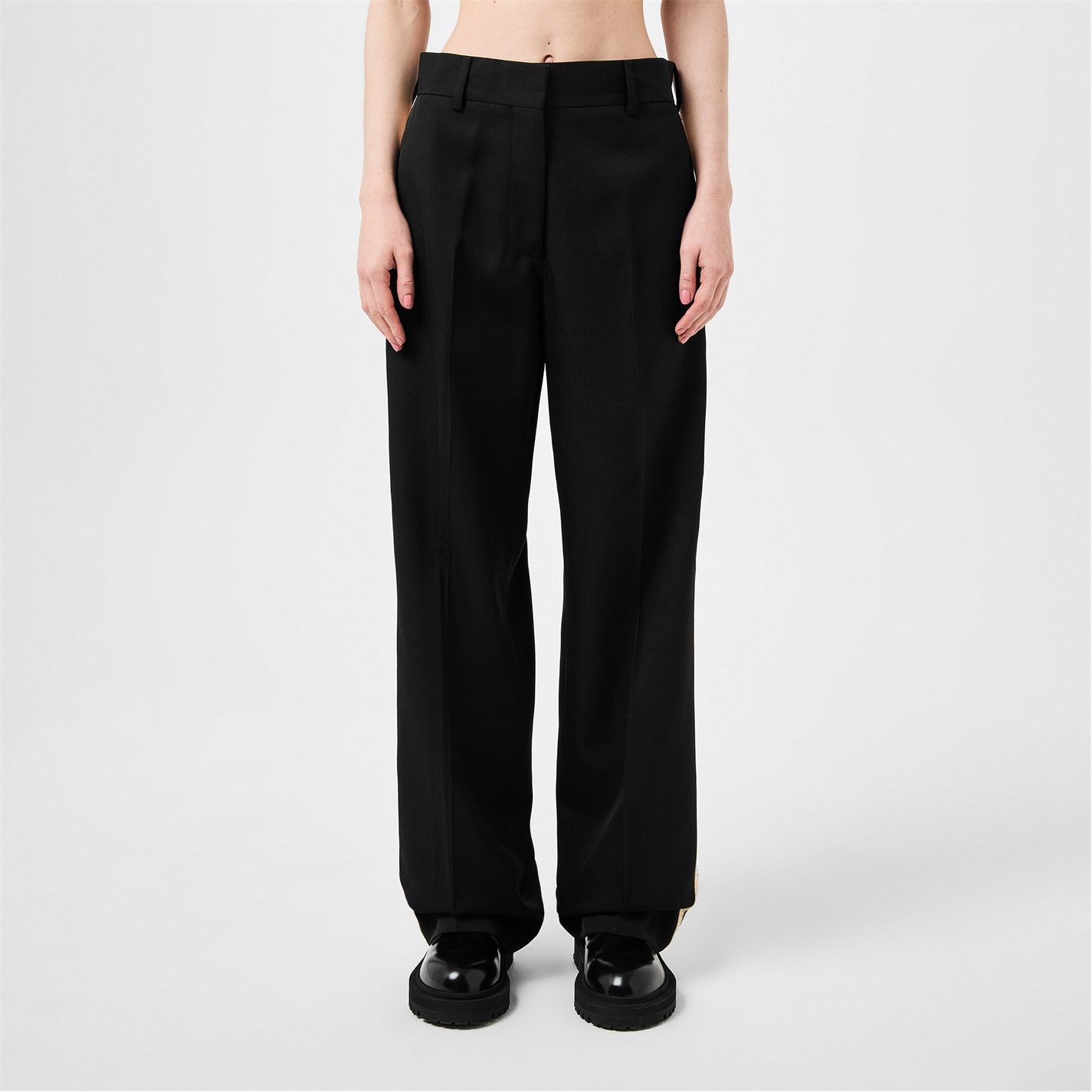 Palm Angels o1g2r1mq0325 knit Tape Straight Trouser in Black & Beige Size 27" / US 4 / IT 40 - 3 Thumbnail