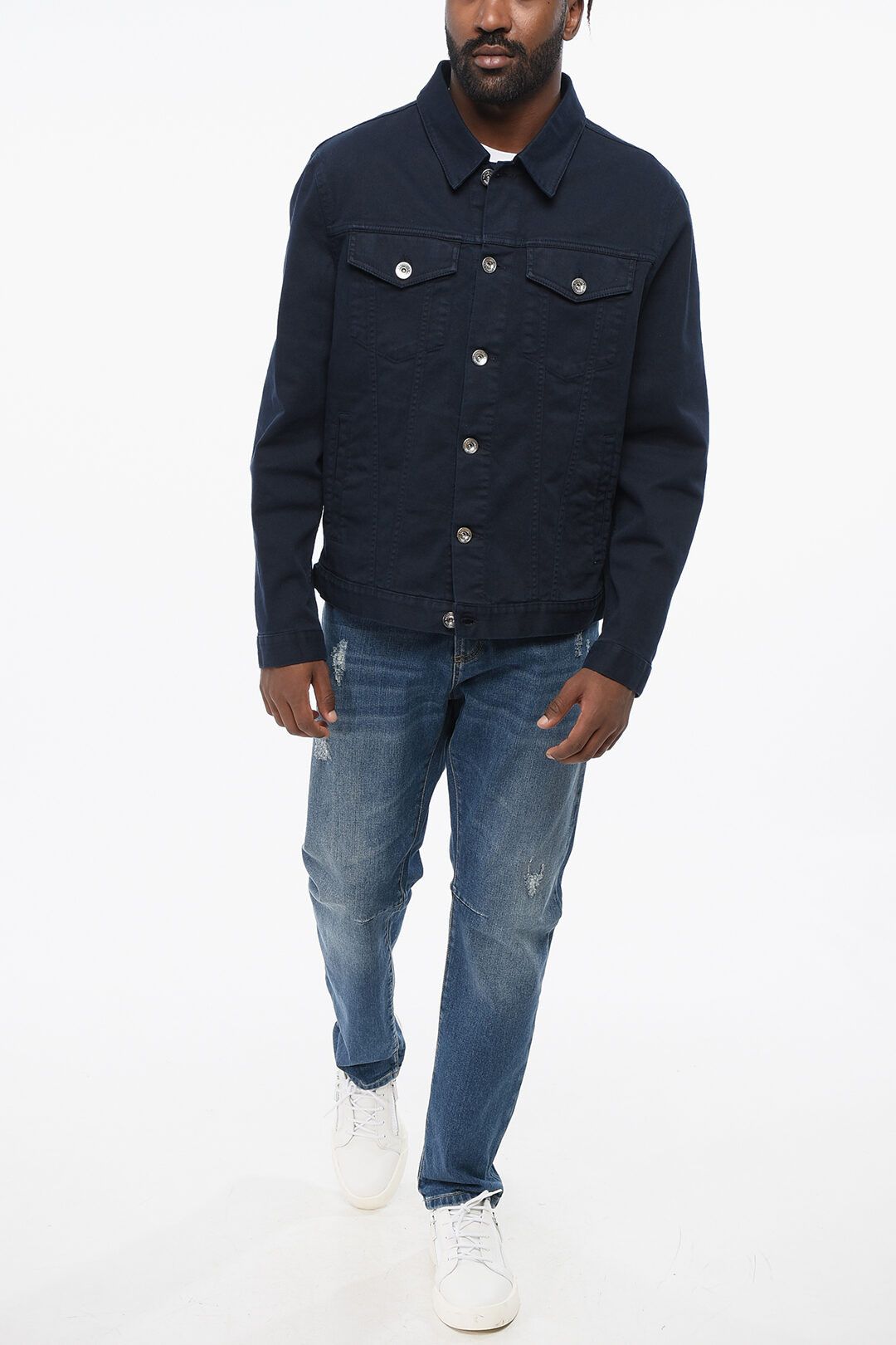 Brunello Cucinelli og1mm0725 Denim Saharan Jacket in Dark Blue Size US XL / EU 56 / 4 - 4 Thumbnail