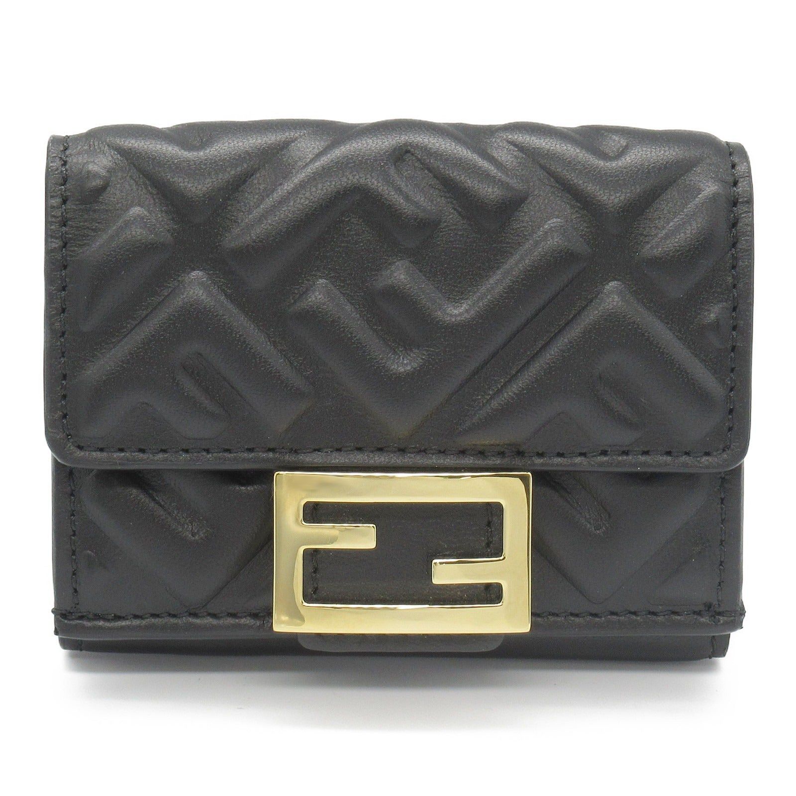 Fendi Fendi Tri-Fold Wallet Trifold Leather Black Size ONE SIZE - 1 Thumbnail