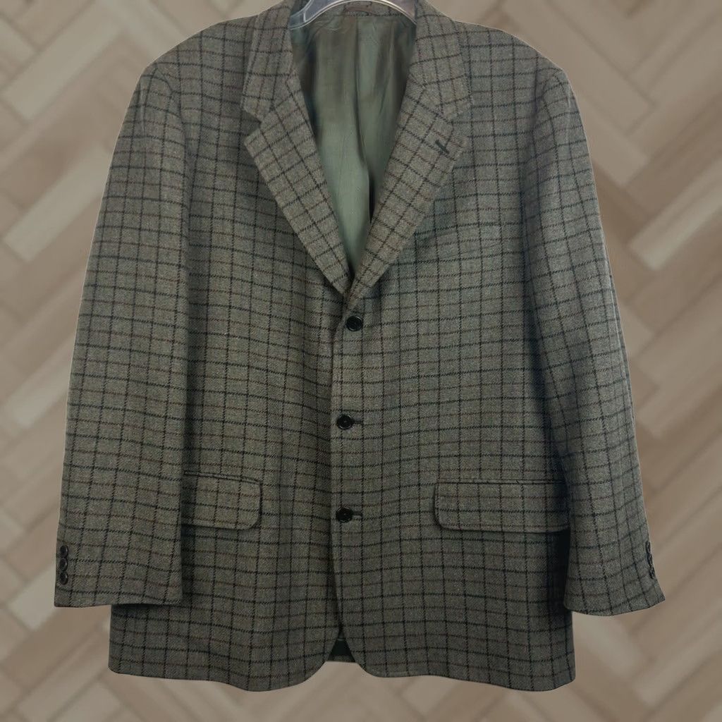 J.Crew J.CREW Blazer Plaid Wool 44R Men Green Notch Lapel 3-Button Single-Breasted Regular Front Coat Vintage? No Size 44R - 1 Thumbnail