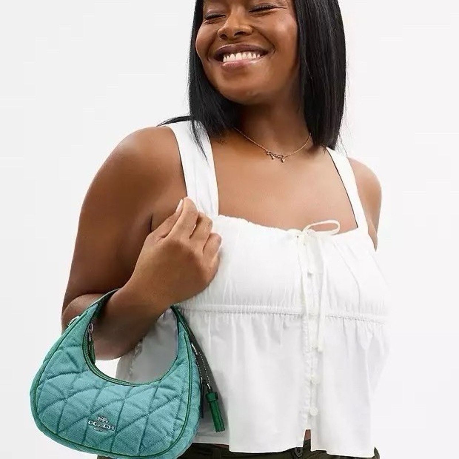Coach NWT Coach Carmen Mini Crossbody Bag CBR11 Denim Sv/Ivy/Green Size ONE SIZE - 14 Thumbnail