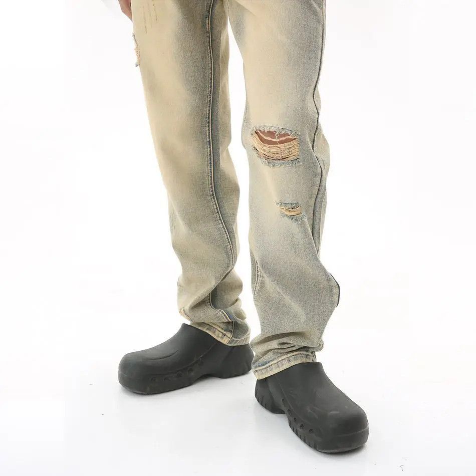 Japanese Brand Retro casual straight leg ripped jeans Size US 32 / EU 48 - 2 Thumbnail