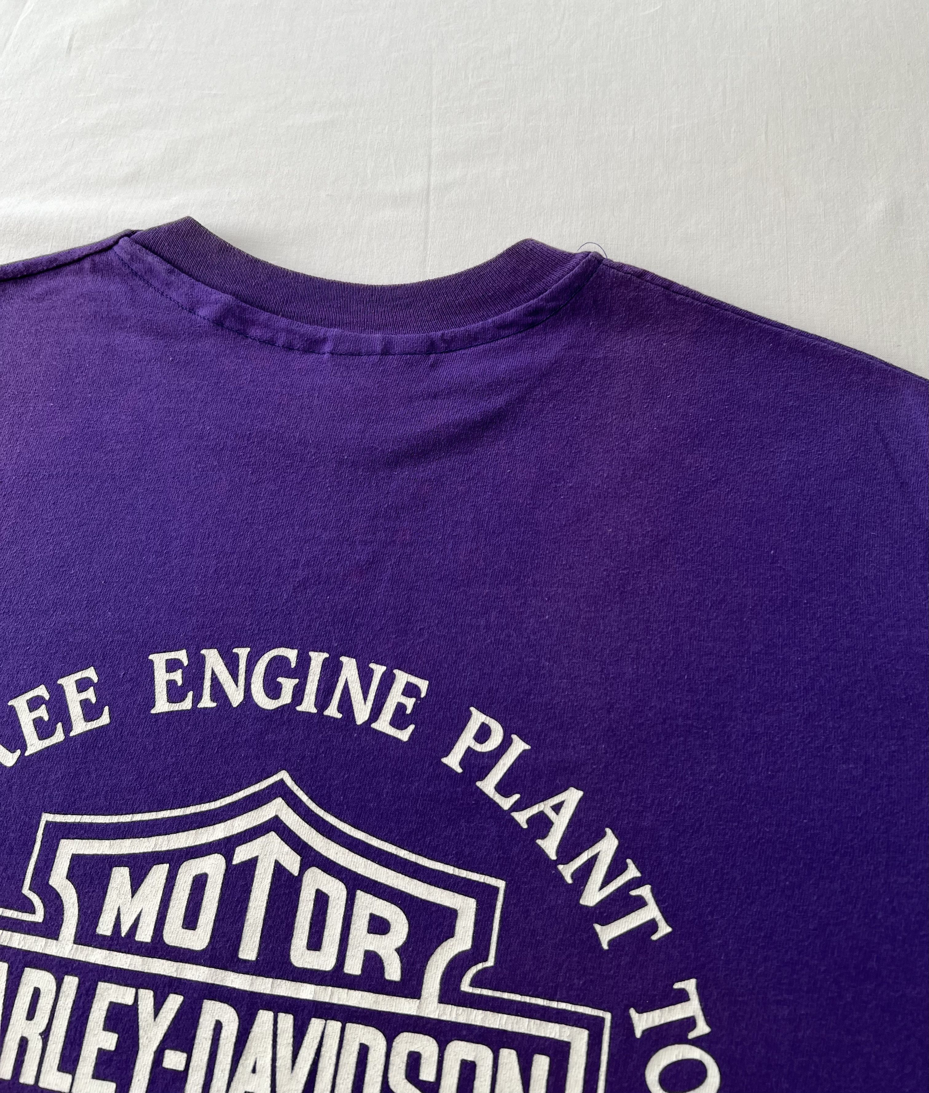 Harley Davidson Vintage 1990 Harley Davidson Eagle Milwaukee Purple T-shirt Size US XL / EU 56 / 4 - 20 Thumbnail