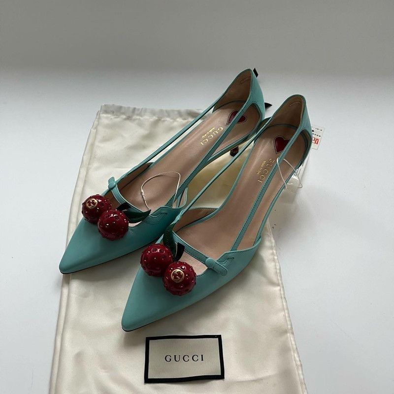 Gucci Gucci Cherry High Heels in Blue - Size US 9.5 / EU 42-43 - 1 Thumbnail