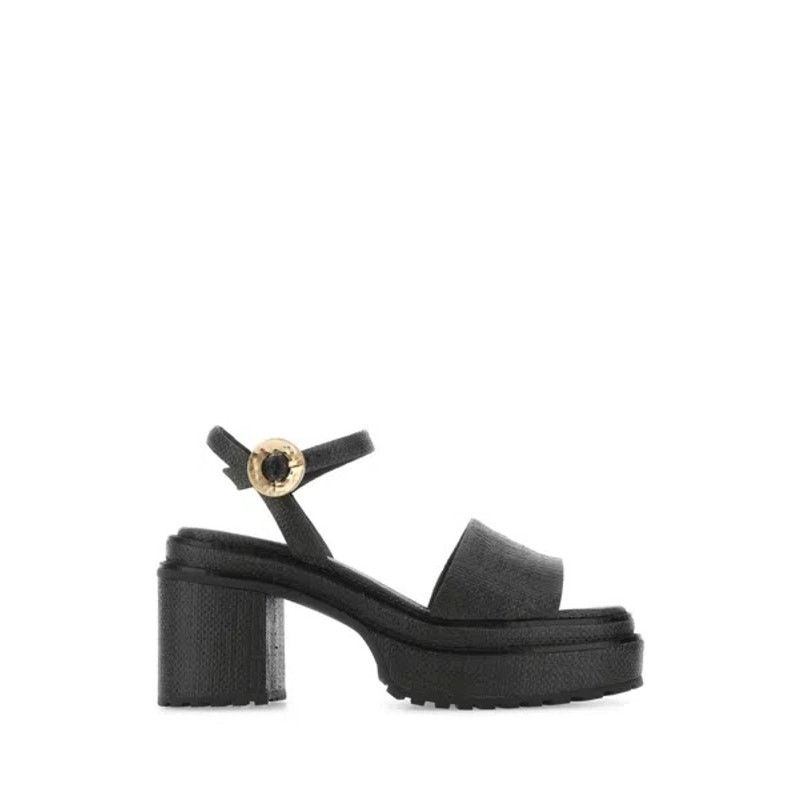 CULT GAIA Black Raffia Azariah Platform Sandals Heels 35 5