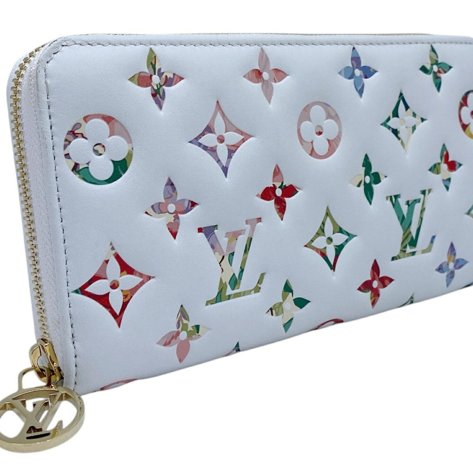 Louis Vuitton White Leather Zippy Wallet