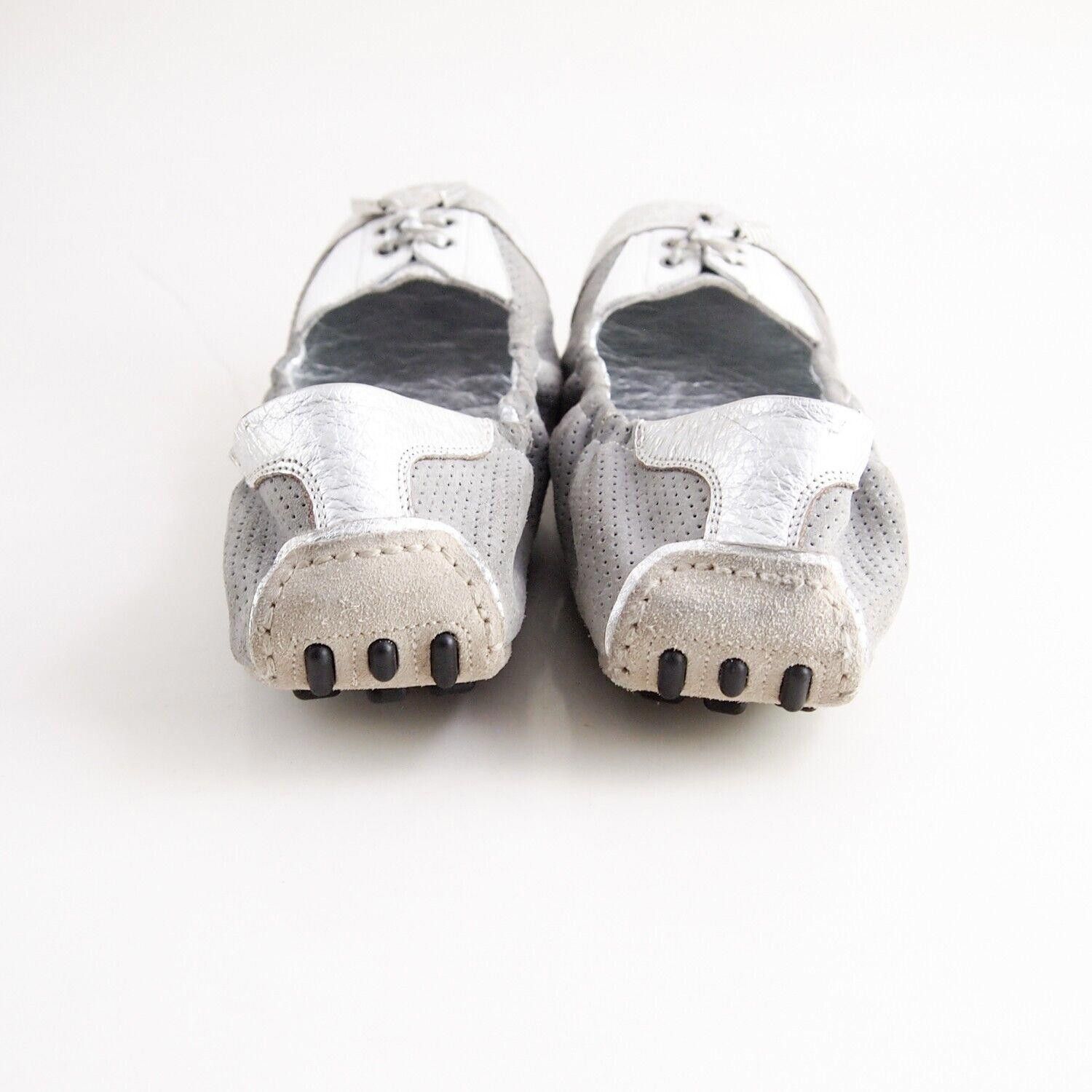 Santoni Santoni Ballet Flats Silver Leather Gray Suede EU 37 US 7 Size US 7 / IT 37 - 7 Thumbnail