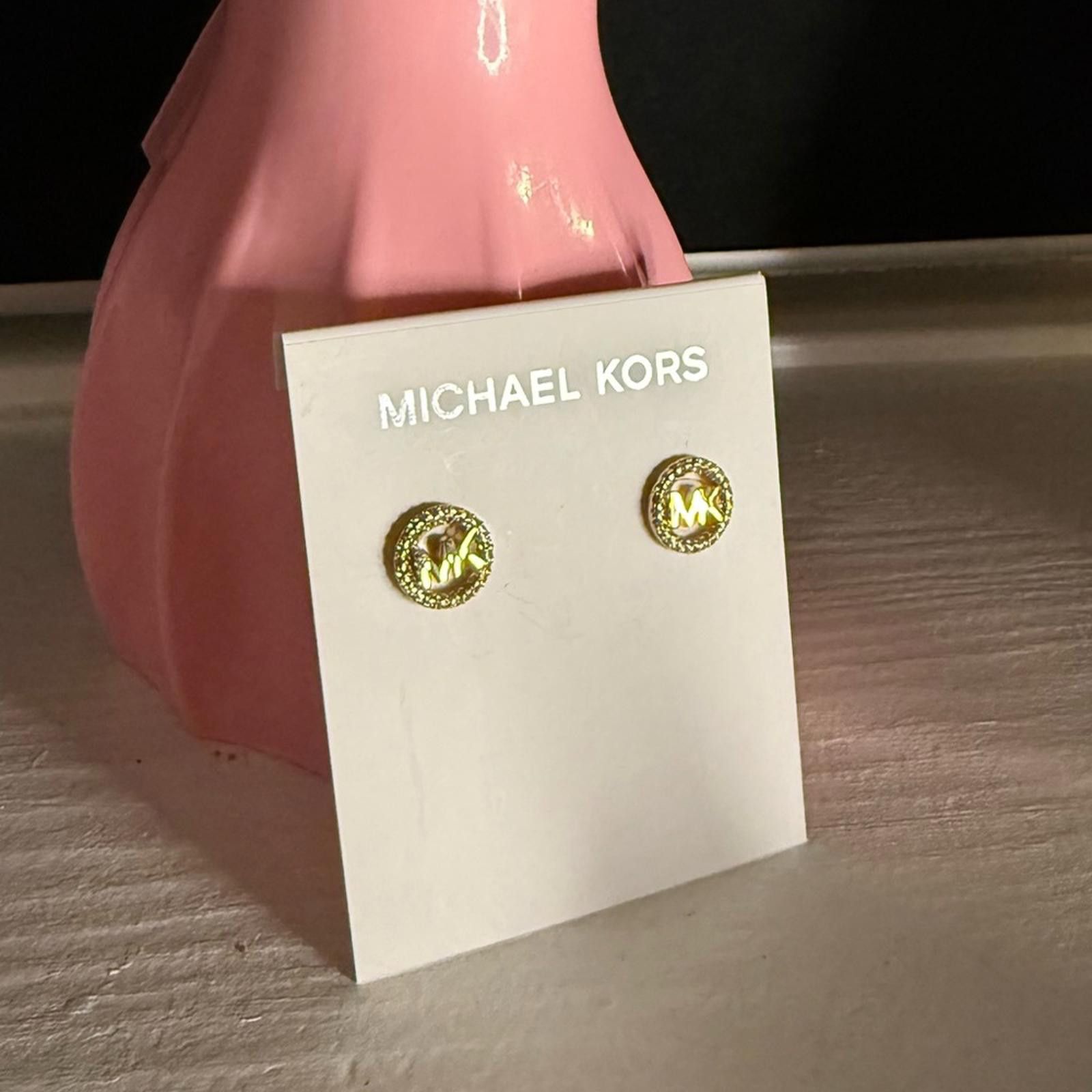 Michael Kors Michael Kors Gold-Tone Logo Stud Earrings NWT Size ONE SIZE - 1 Thumbnail