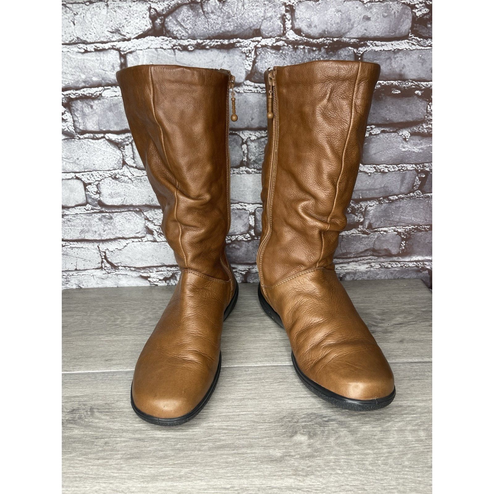 Hush Puppies Hush Puppies Mystery Brown Leather Side Zipper Riding Boots Size US 8.5 / IT 38.5 - 10 Thumbnail