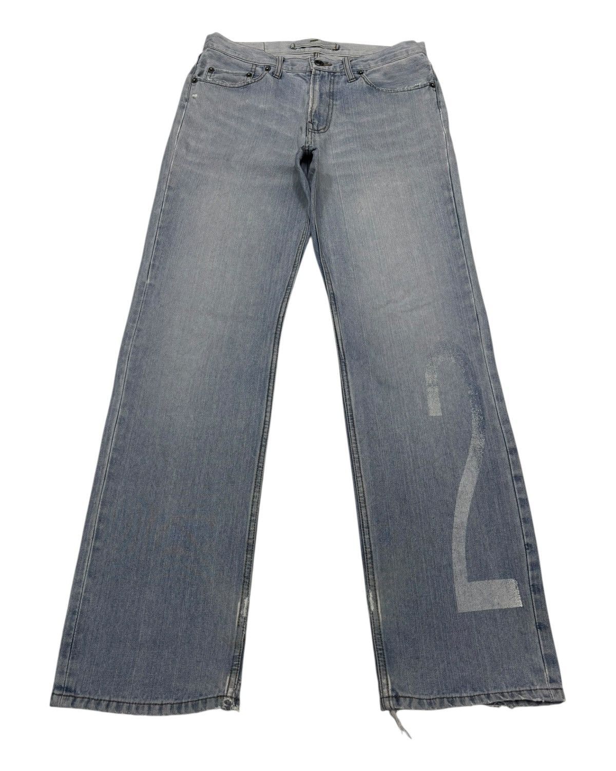 PPFM PPFM Blue Wash Number 25 Faded Logo Jeans Size US 32 / EU 48 - 1 Thumbnail