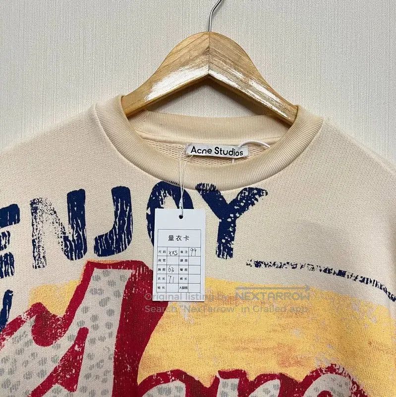 Acne Studios Acne Studios Cream Cotton Graphic Sweatshirt. Size US XXS / EU 40 - 3 Thumbnail
