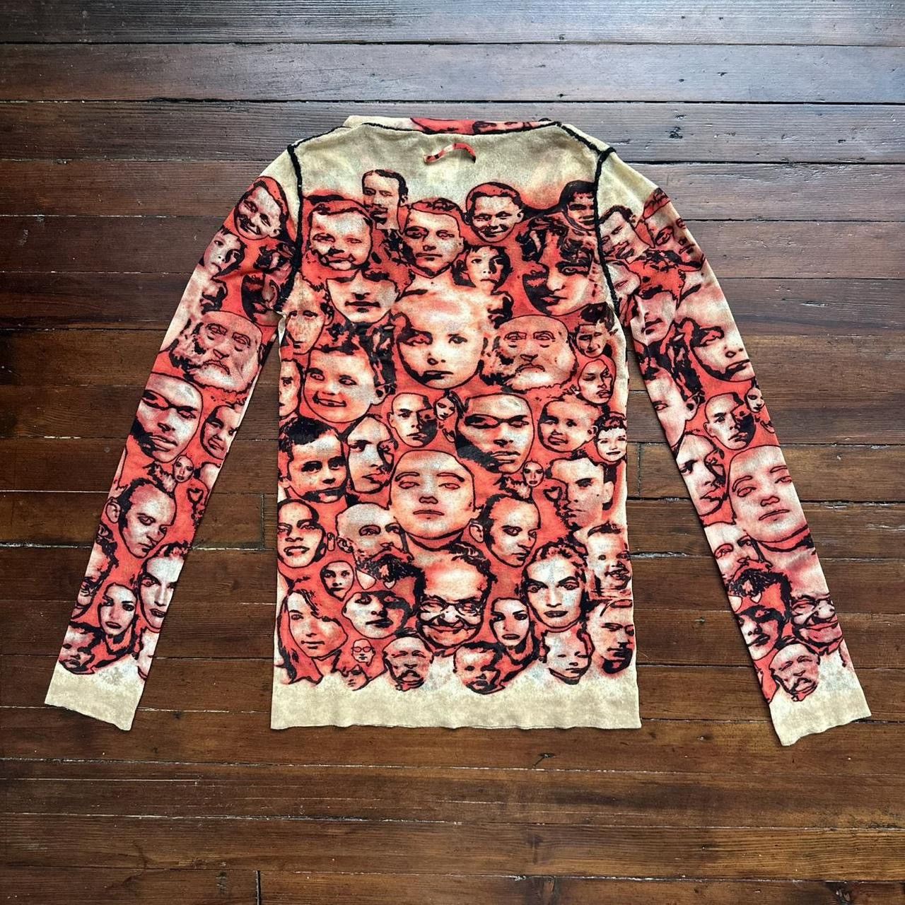 Jean Paul Gaultier JEAN PAUL GAULTIER Vintage Red Face Print Mesh Top Size XL / US 12-14 / IT 48-50 - 7 Thumbnail