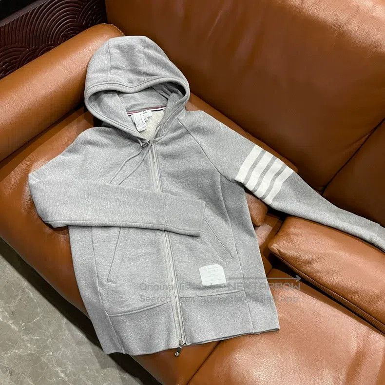 Thom Browne Thom Browne Gray Knit Zipper Hoodie Size US M / EU 48-50 / 2 - 1 Thumbnail