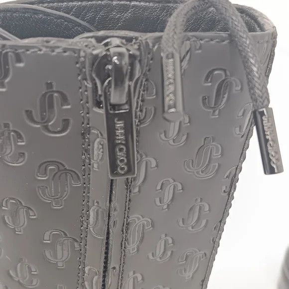 Jimmy Choo Cora Logo Debossed Combat Boots - EU36.5/US6.5