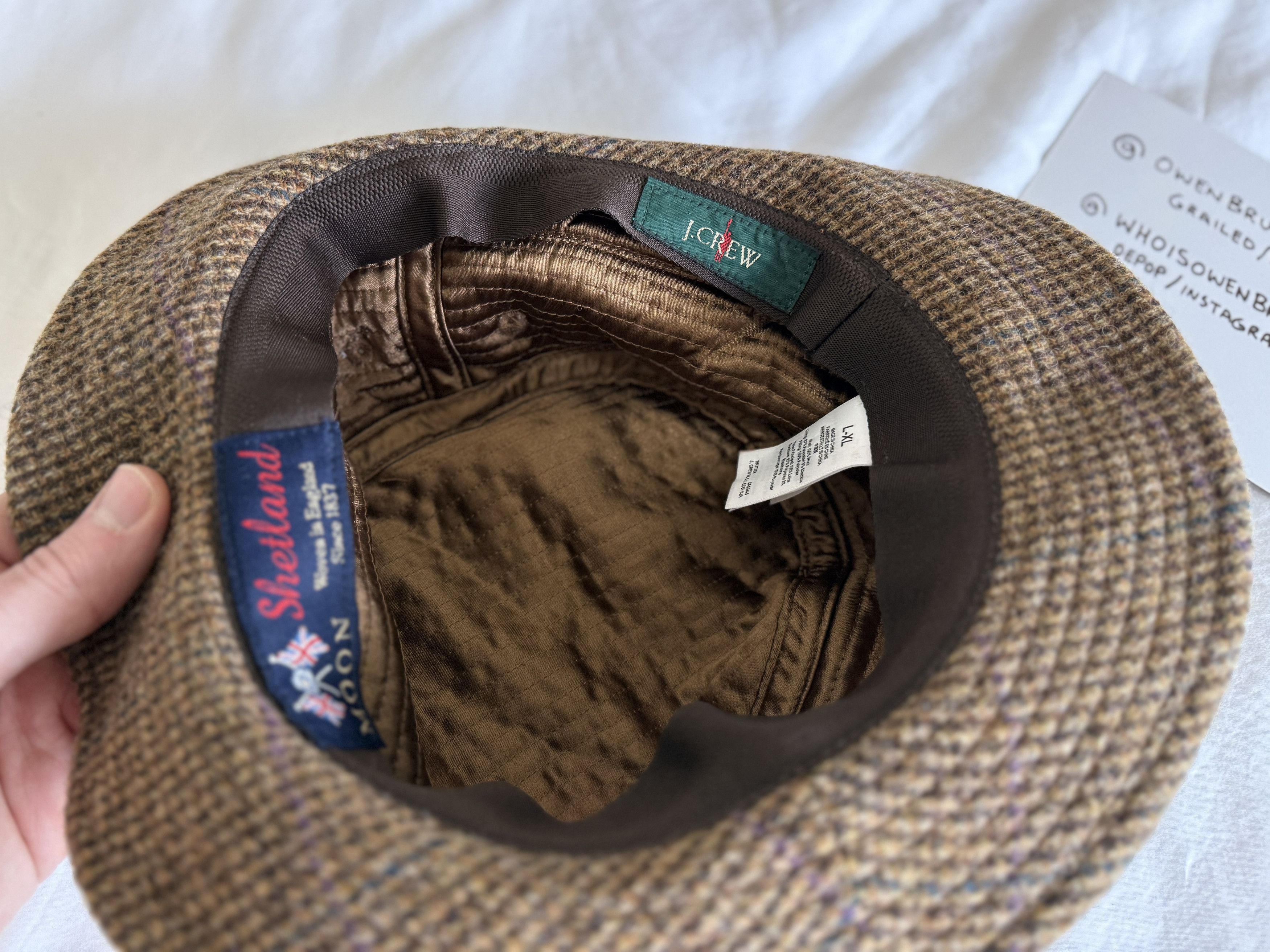 J.Crew J.Crew Shetland Woollen Co Bucket Hat Brown Houndstooth Size ONE SIZE - 3 Thumbnail