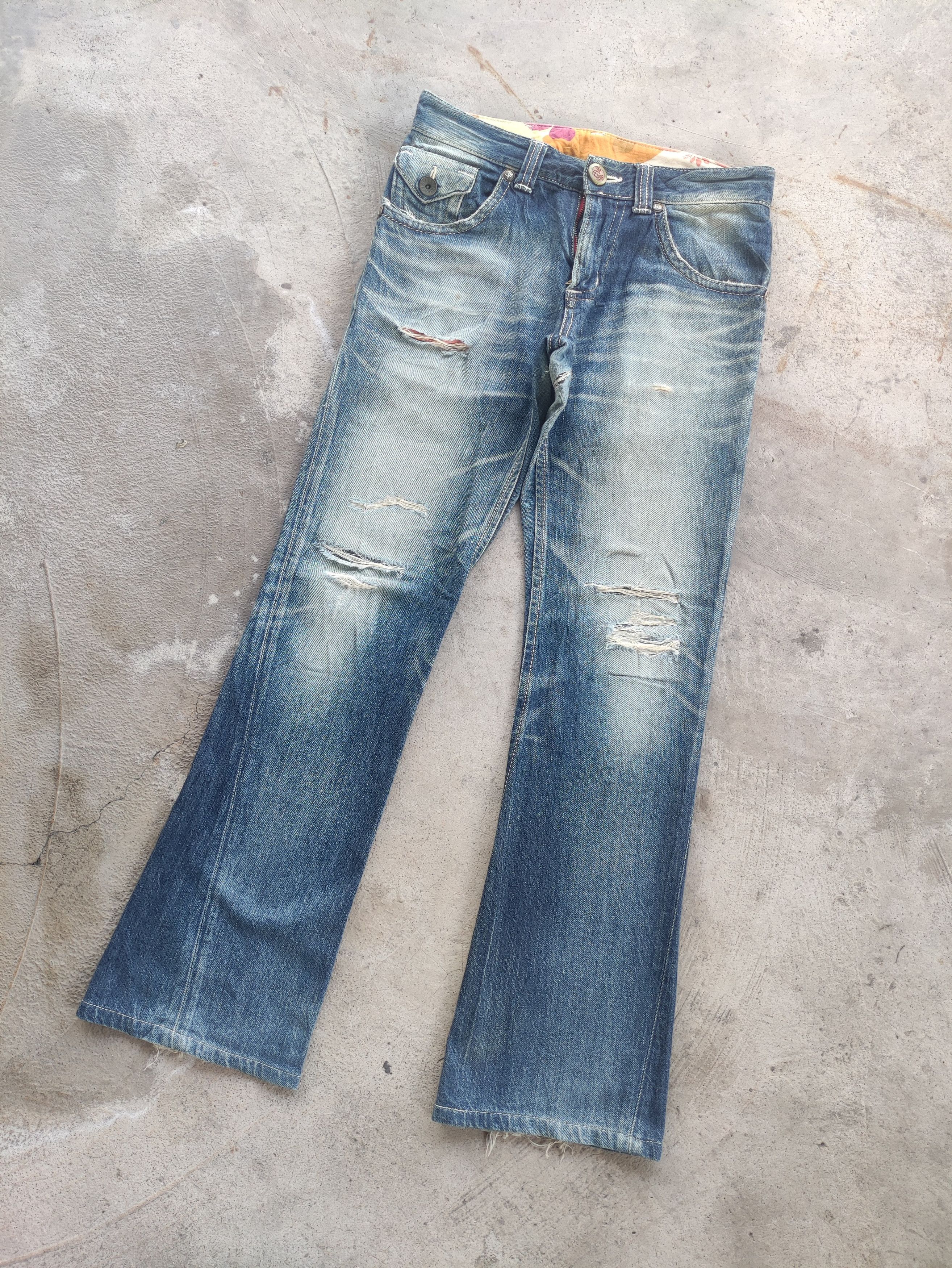 Vintage Edwin Japan Flare Distressed Faded Denim