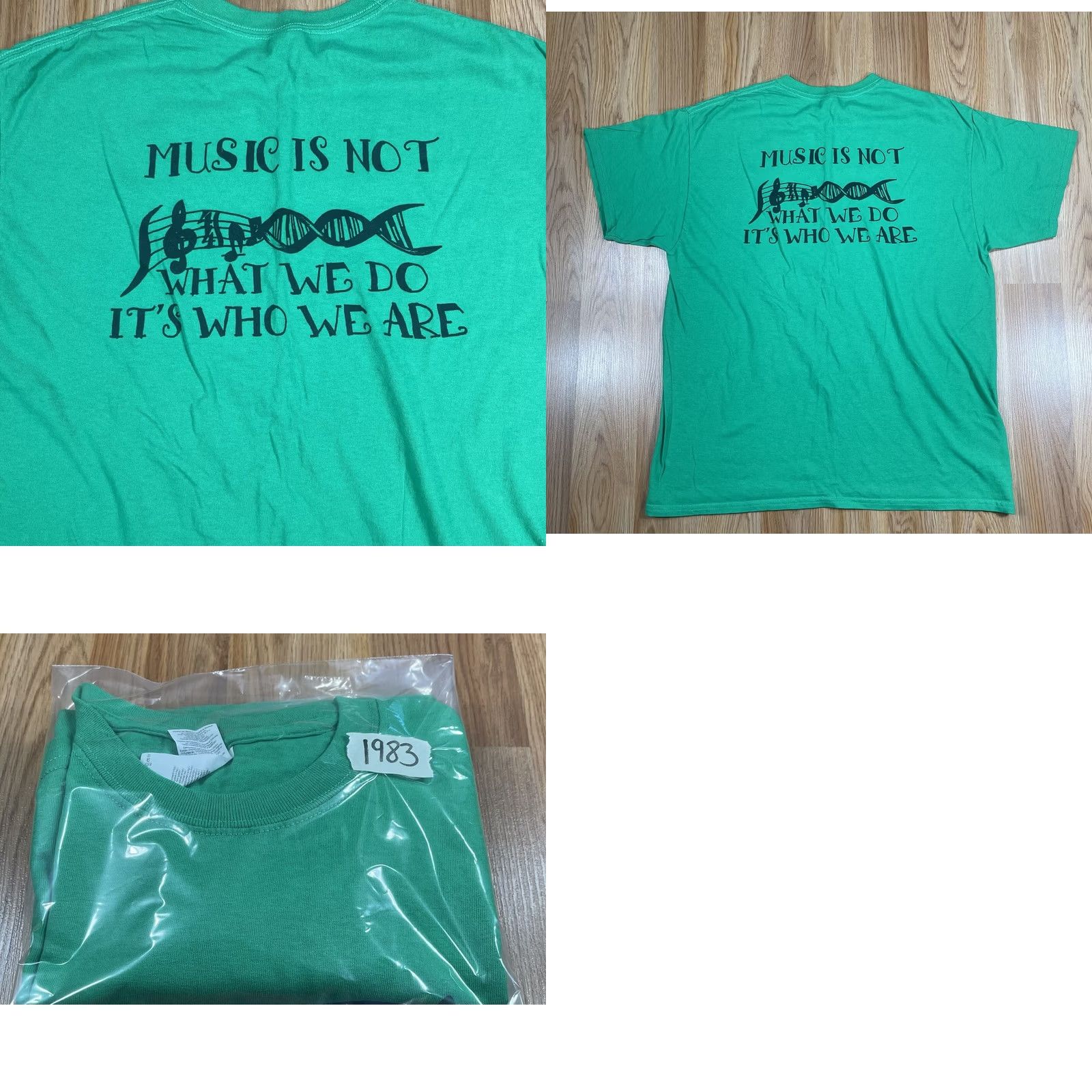 Gildan Gildan TFA Music Dept T-Shirt Adults Large L Green CrewNeck Short Sleeve Printed Size US L / EU 52-54 / 3 - 9 Thumbnail