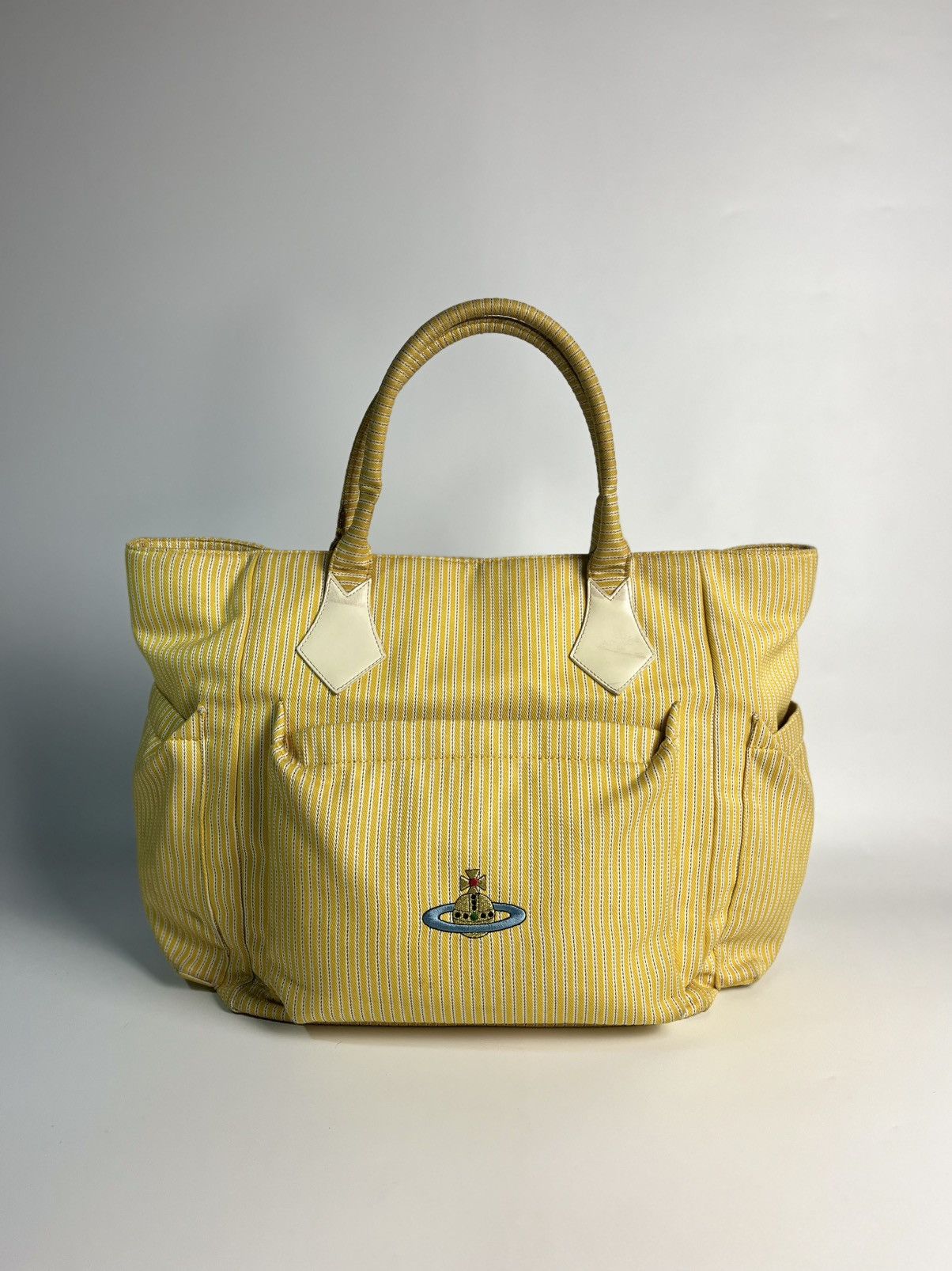 Vivienne Westwood Vivienne Westwood Yellow Striped Big Tote Bag Size ONE SIZE - 1 Thumbnail