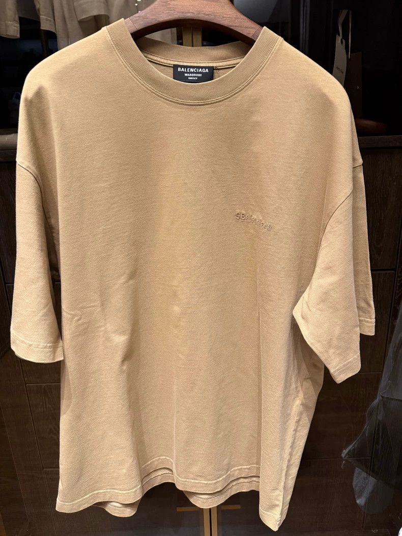 Balenciaga Khaki embroidery BB small logo short sleeves
