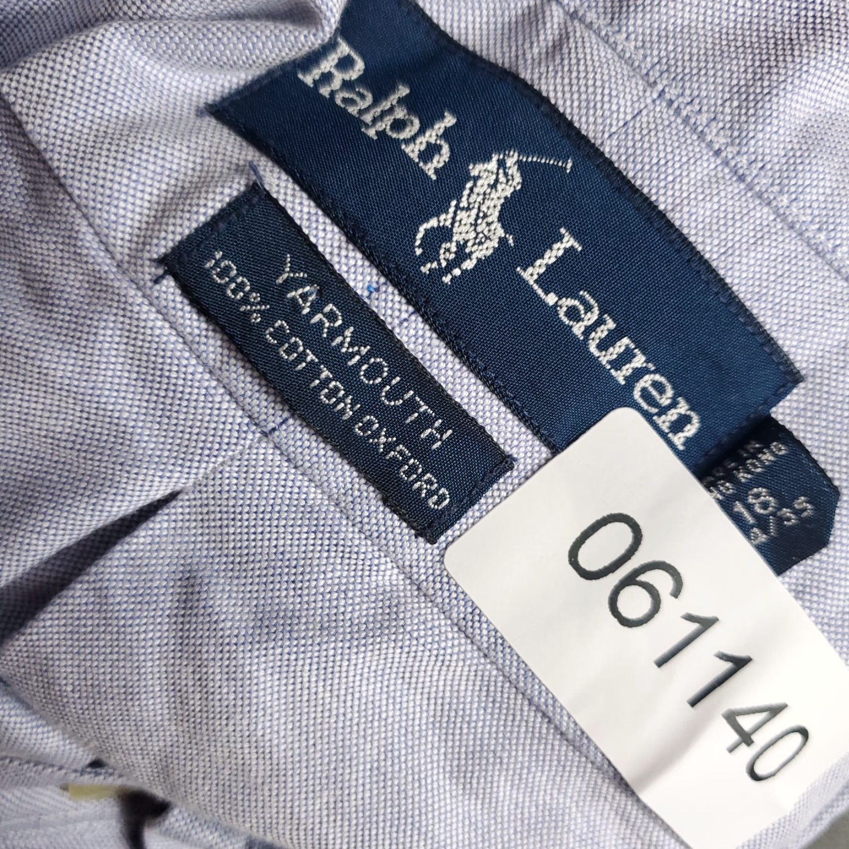 Ralph Lauren VINTAGE Ralph Lauren Dress Shirt Mens Size 18 Blue Cotton Long Sleeve Button-Down Business Casual Formal Size 48R - 8 Thumbnail