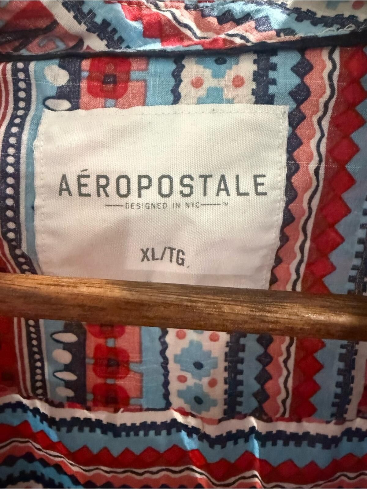 Aeropostale Aeropostale Red and Blue Aztec-Pattern Short Sleeve Size US XL / EU 56 / 4 - 3 Thumbnail