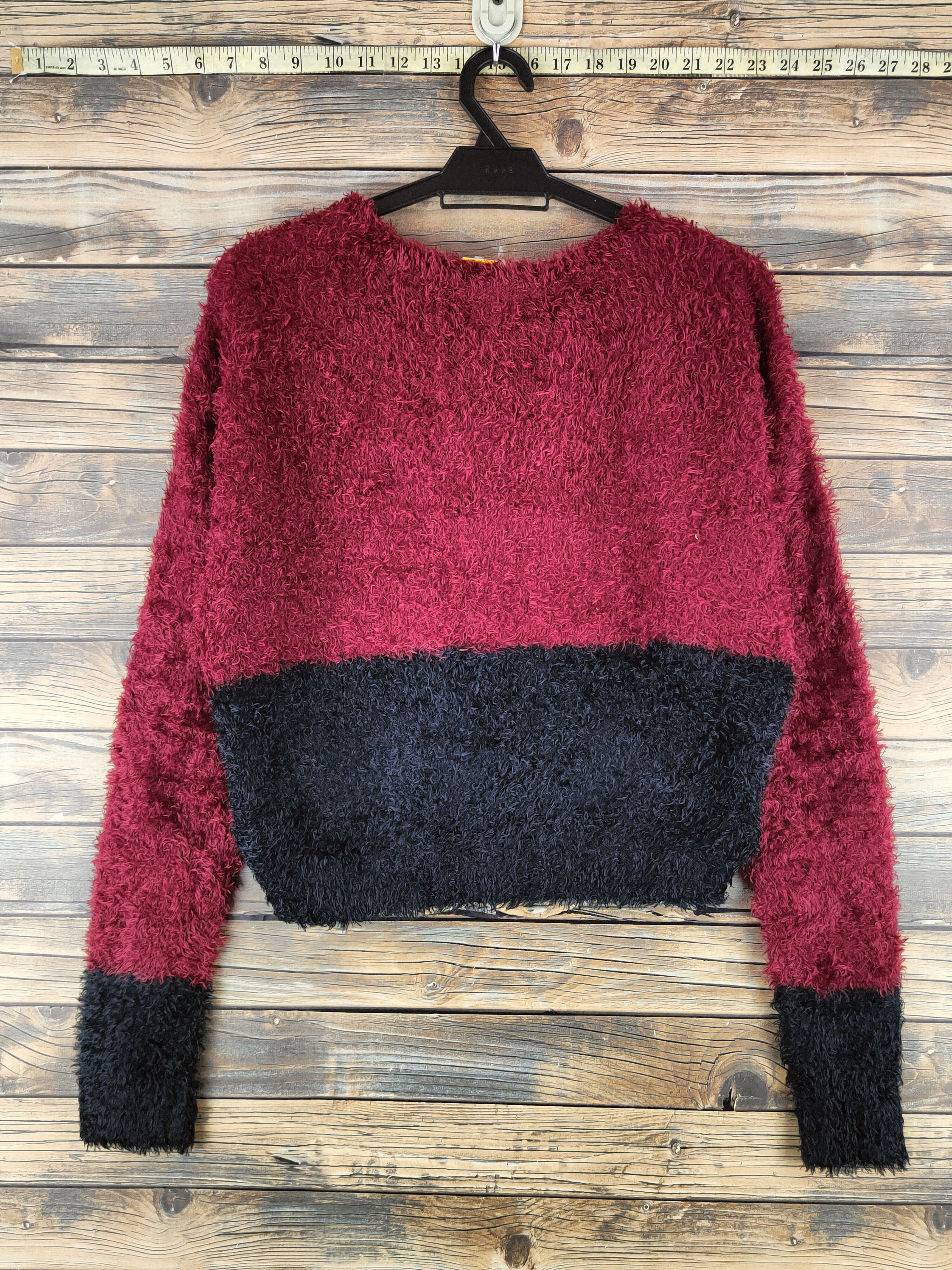 Japanese Brand DL Ingni Maroon Black Fur Mohair Knitwear Crop Tops #46-441 Size L / US 10 / IT 46 - 7 Thumbnail
