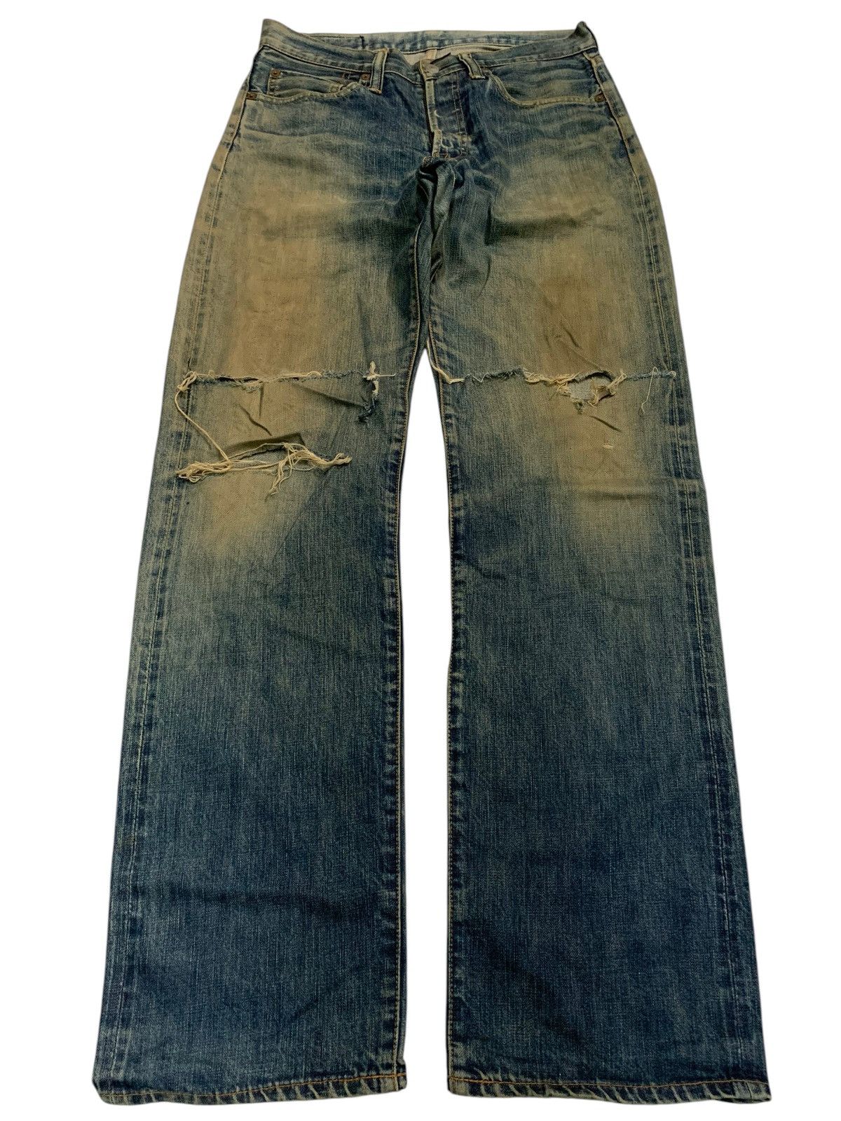 If Six Was Nine × Japanese Brand RARE💥ACOUSTIC SELVEDGE FADED&RUSTY JAPANESE DISTRESSED DENIM Size US 31 - 1 Thumbnail