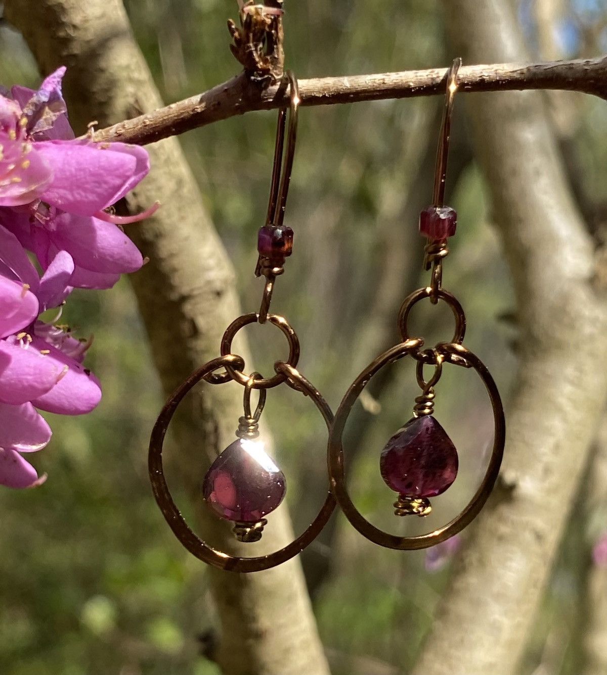 Handmade Garnet Hoops Size ONE SIZE - 1 Thumbnail